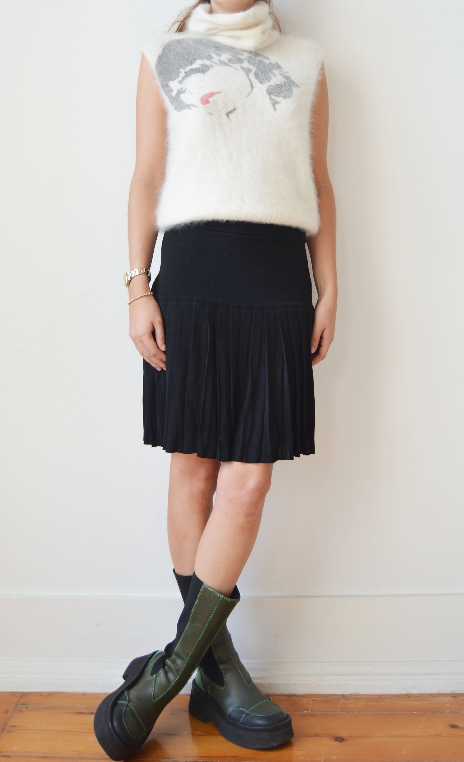 vintage angelo tarlazzi black knitted mini skirt