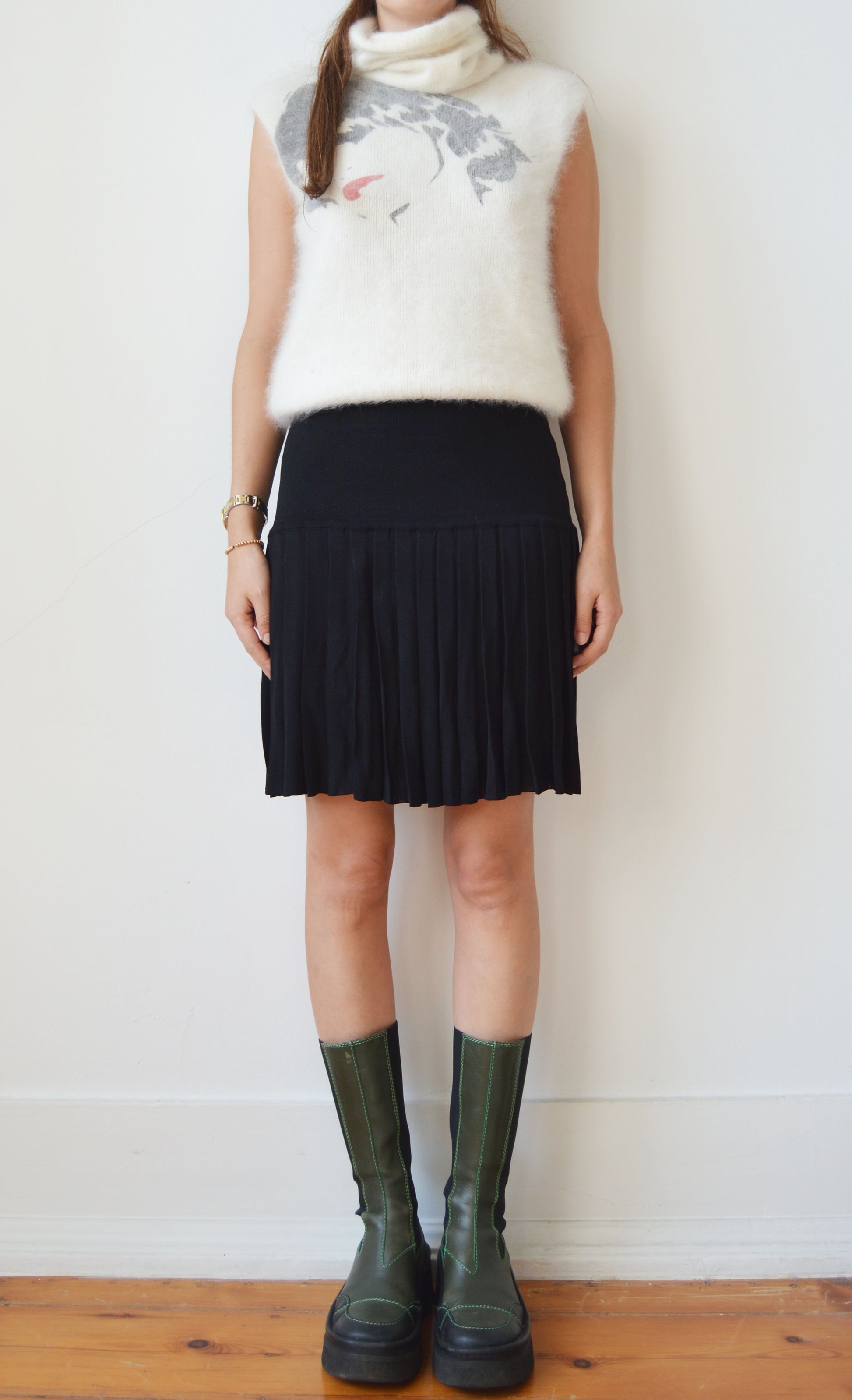 vintage angelo tarlazzi black knitted mini skirt