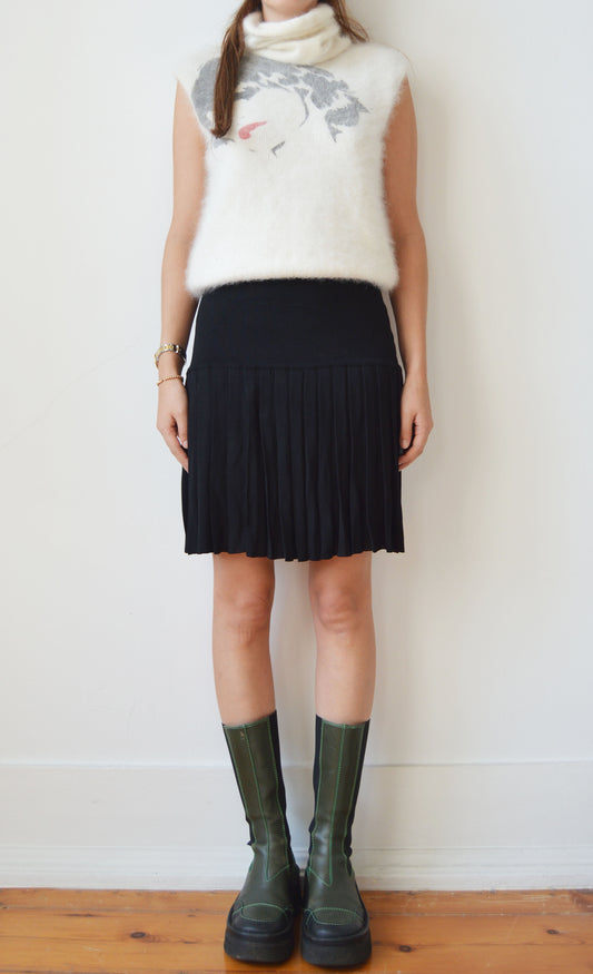 vintage angelo tarlazzi black knitted mini skirt