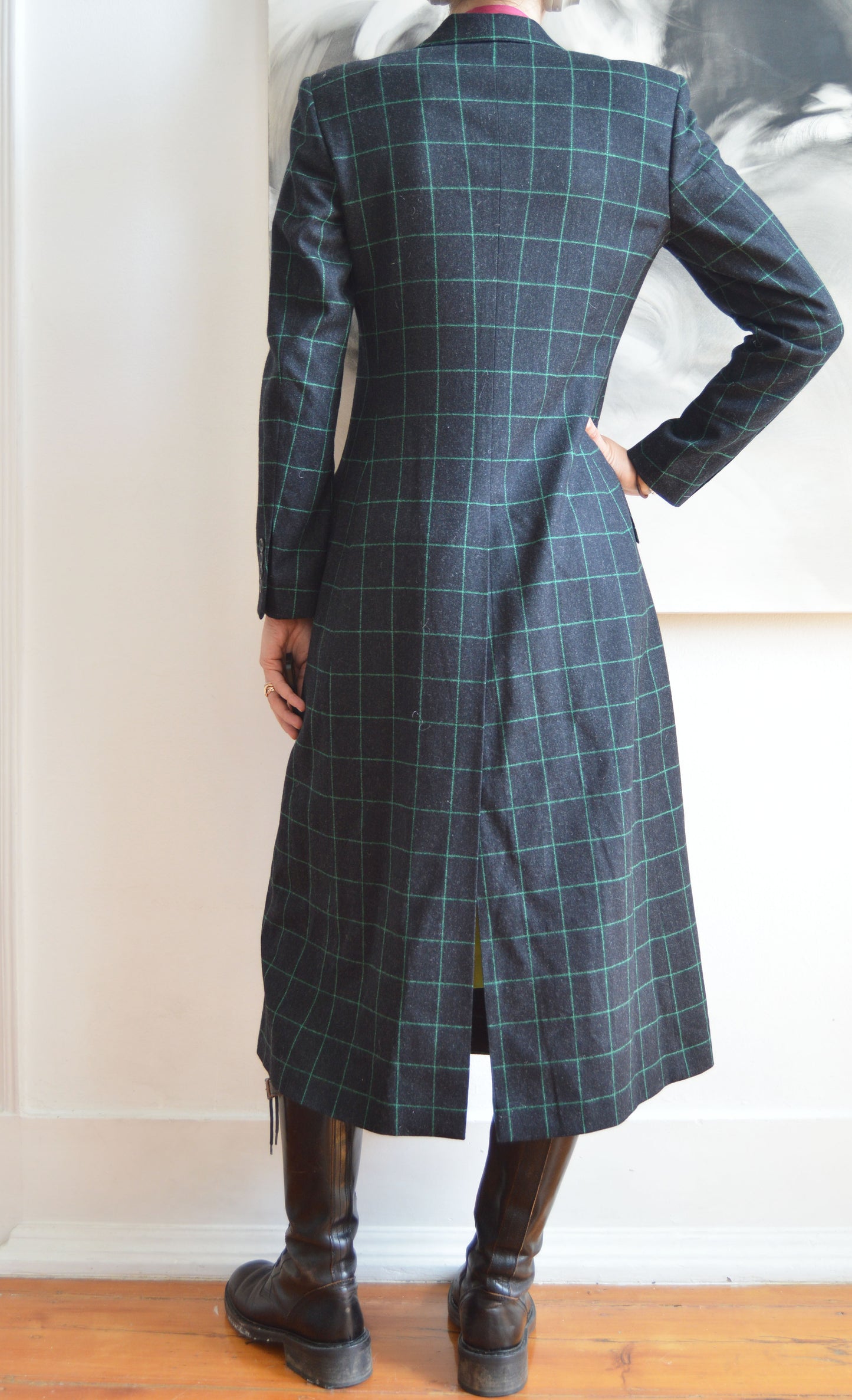 Vintage Chloé F/W 1998 Green Check Wool Coat