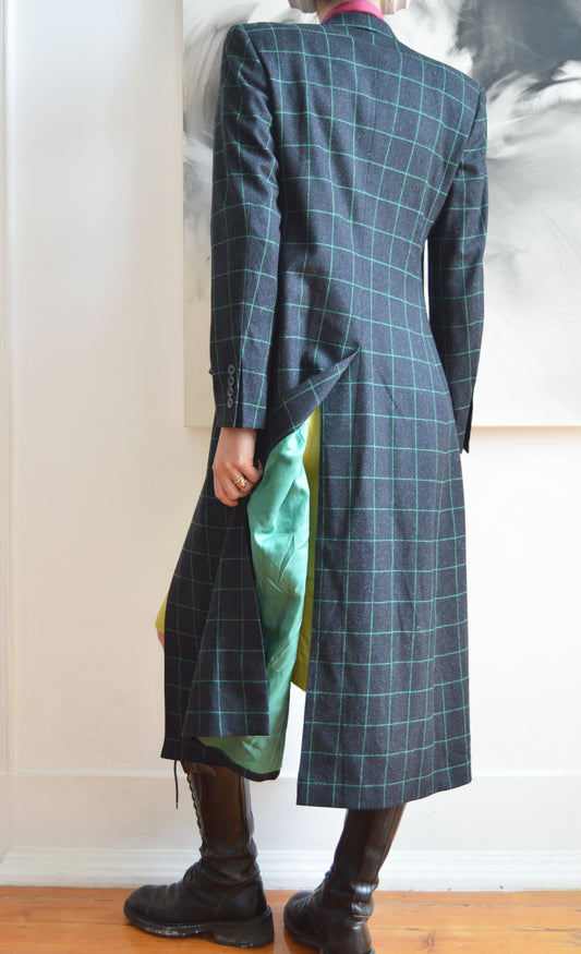Vintage Chloé F/W 1998 Green Check Wool Coat