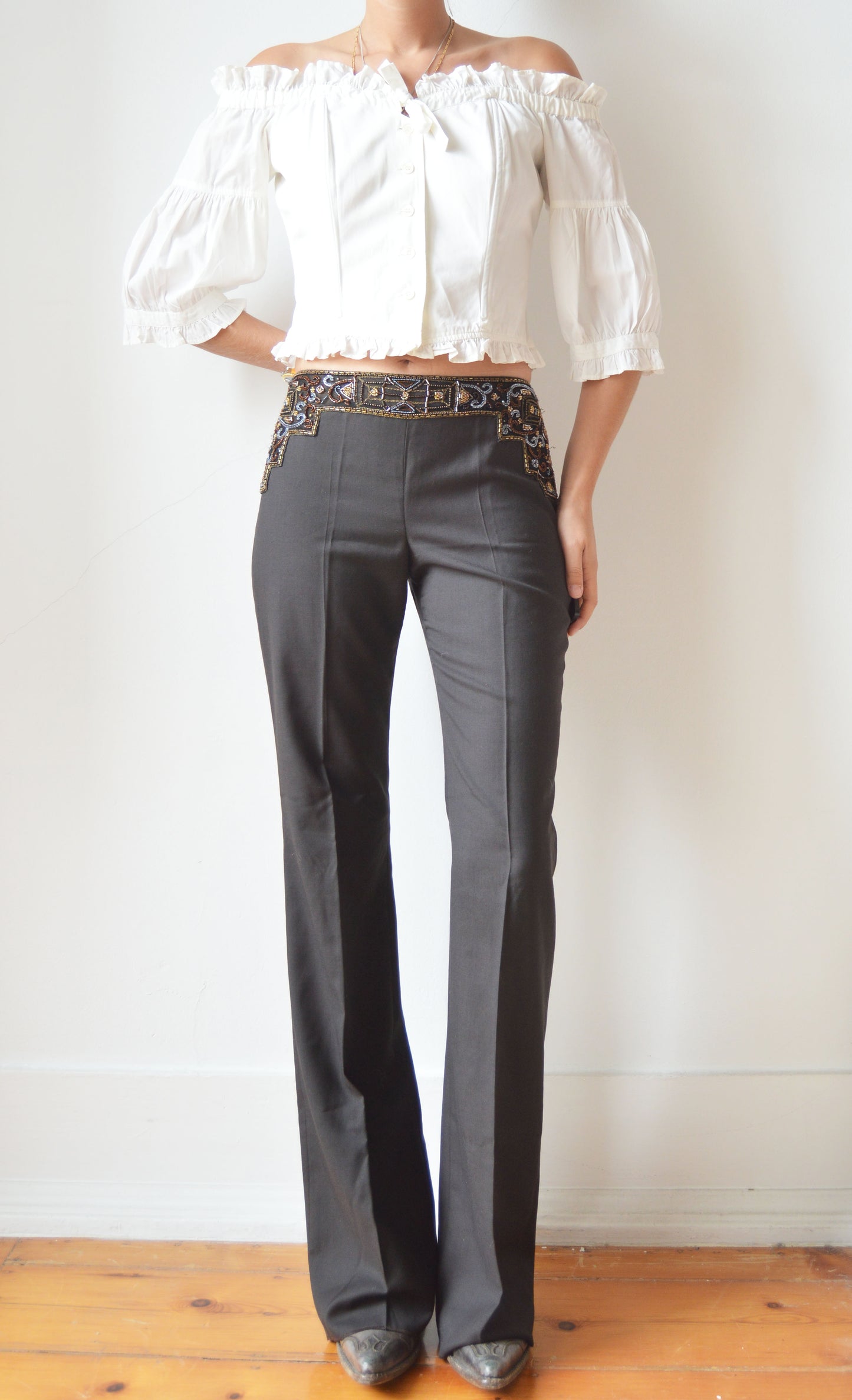 Vintage Chloé F/W 2000 Beaded Waist Trousers