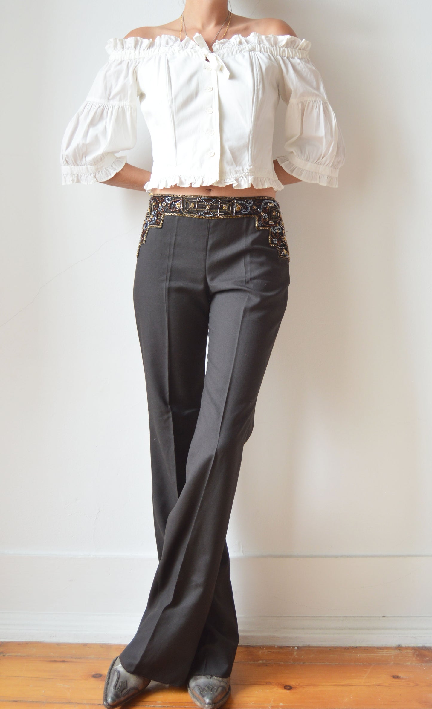 Vintage Chloé F/W 2000 Beaded Waist Trousers