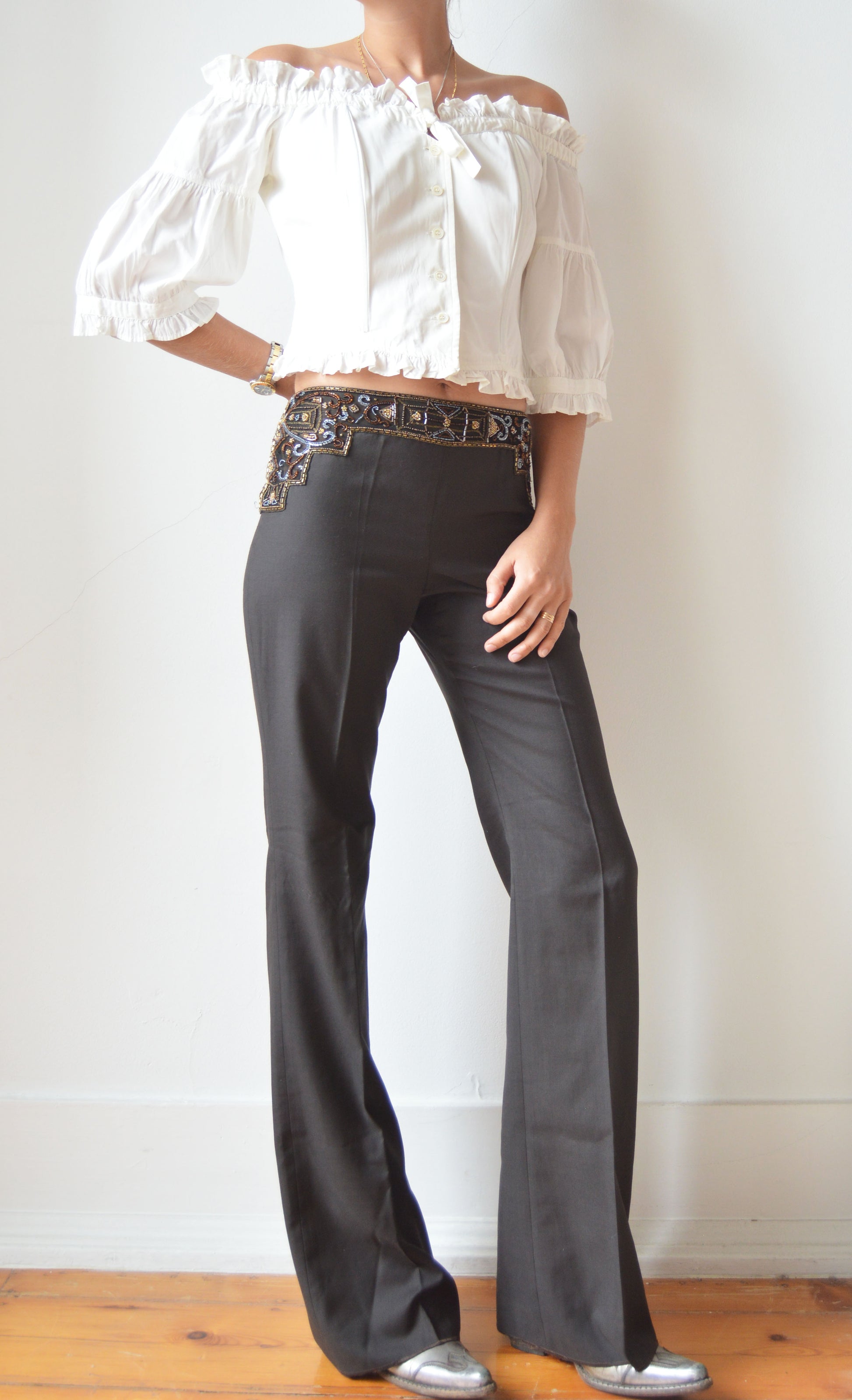 Vintage Chloé F/W 2000 Beaded Waist Trousers