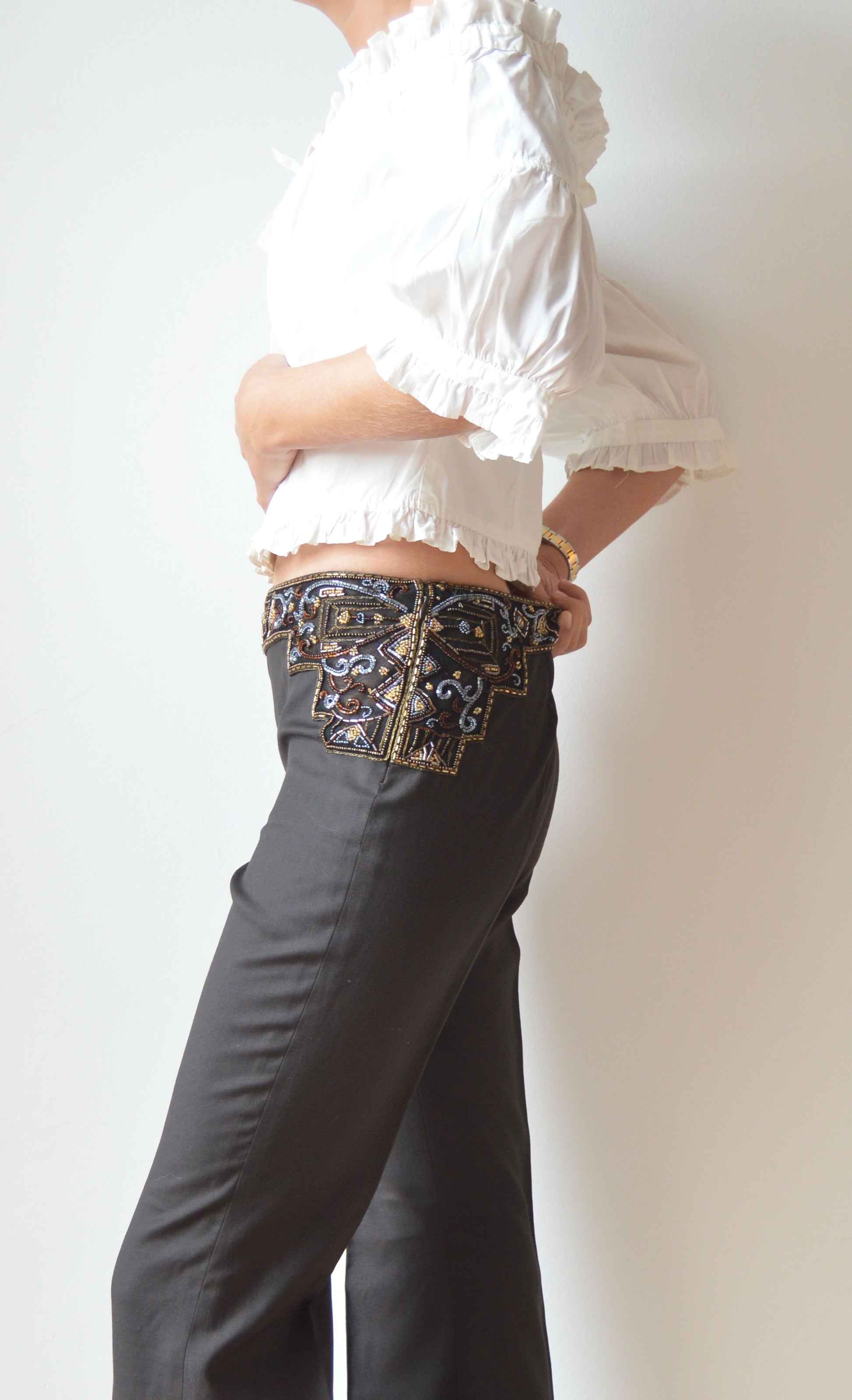 Vintage Chloé F/W 2000 Beaded Waist Trousers