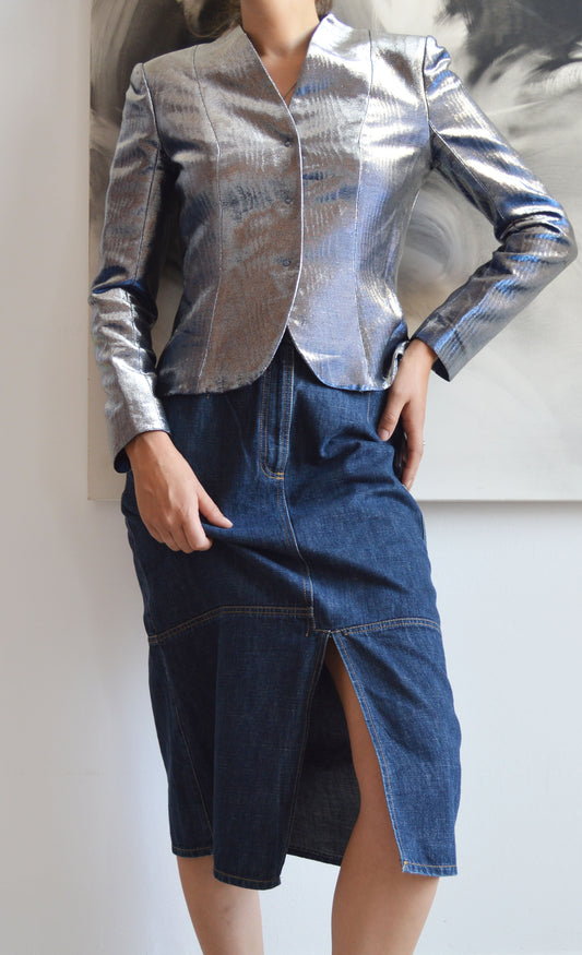 Vintage Chloé F/W 2001 Blue Metallic Jacket