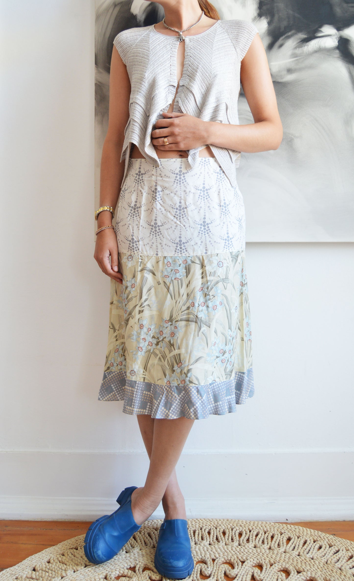 Vintage Chloe ss 2000 patchwork floral skirt