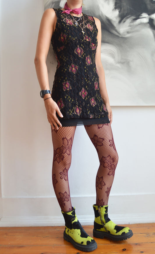 Vintage Christian Lacroix Bazar F/W 1996 Black Lace Dress