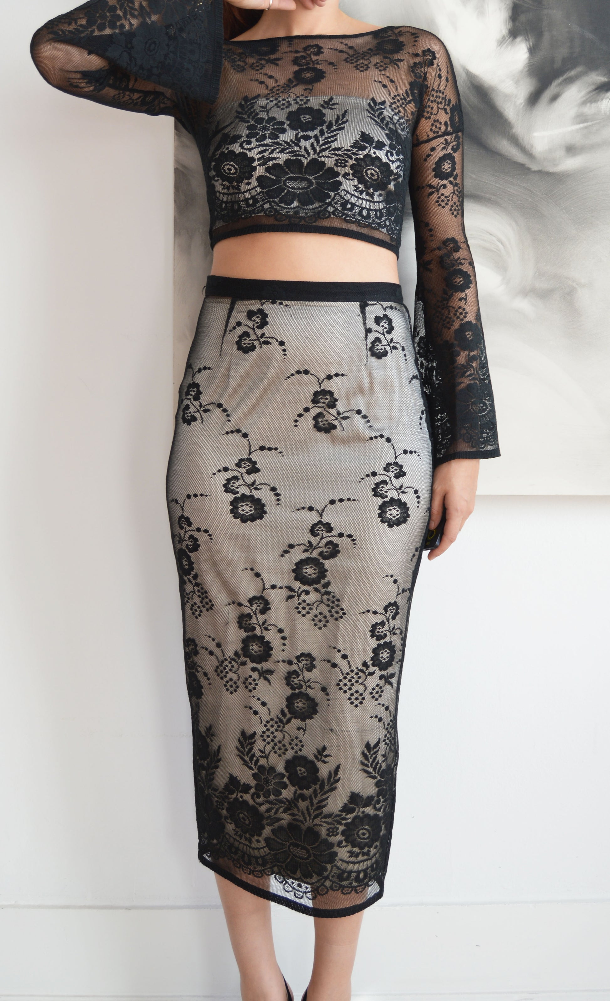 vintage d&g 90s lace ensemble with two slips