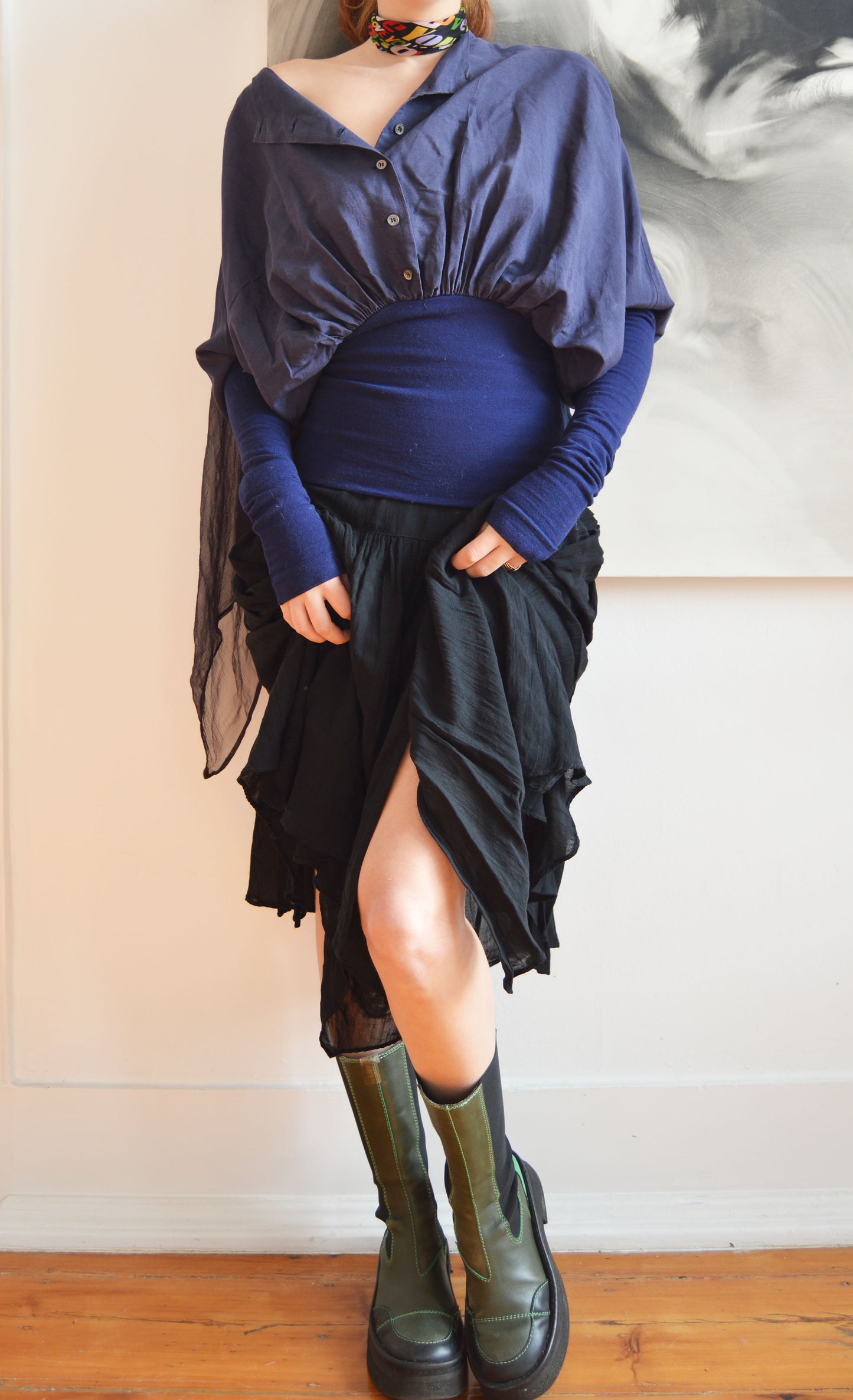 vintage dolce gabbana blue silk blouse