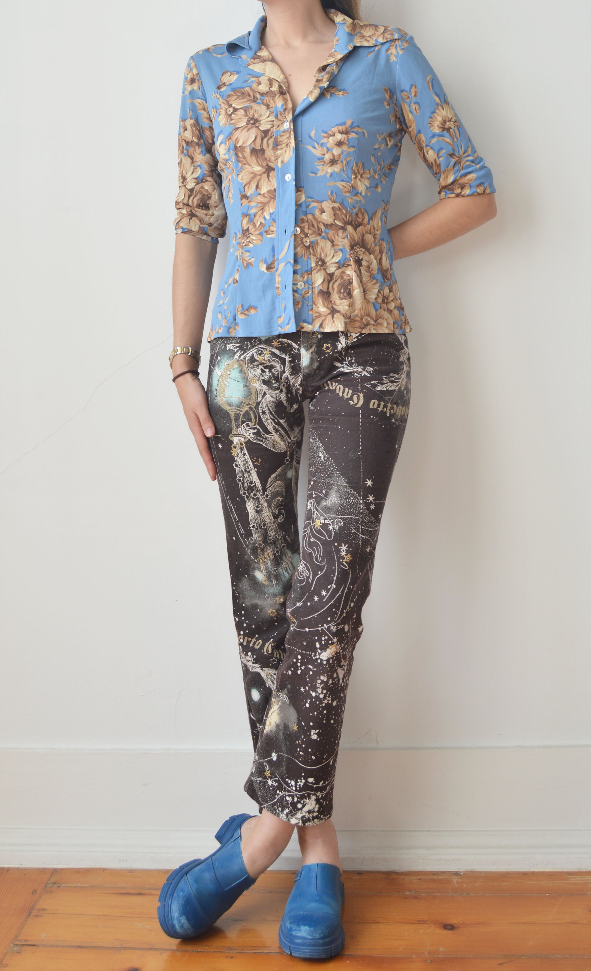 Vintage Dolce & Gabbana S/S 1997 Blue Floral Shirt