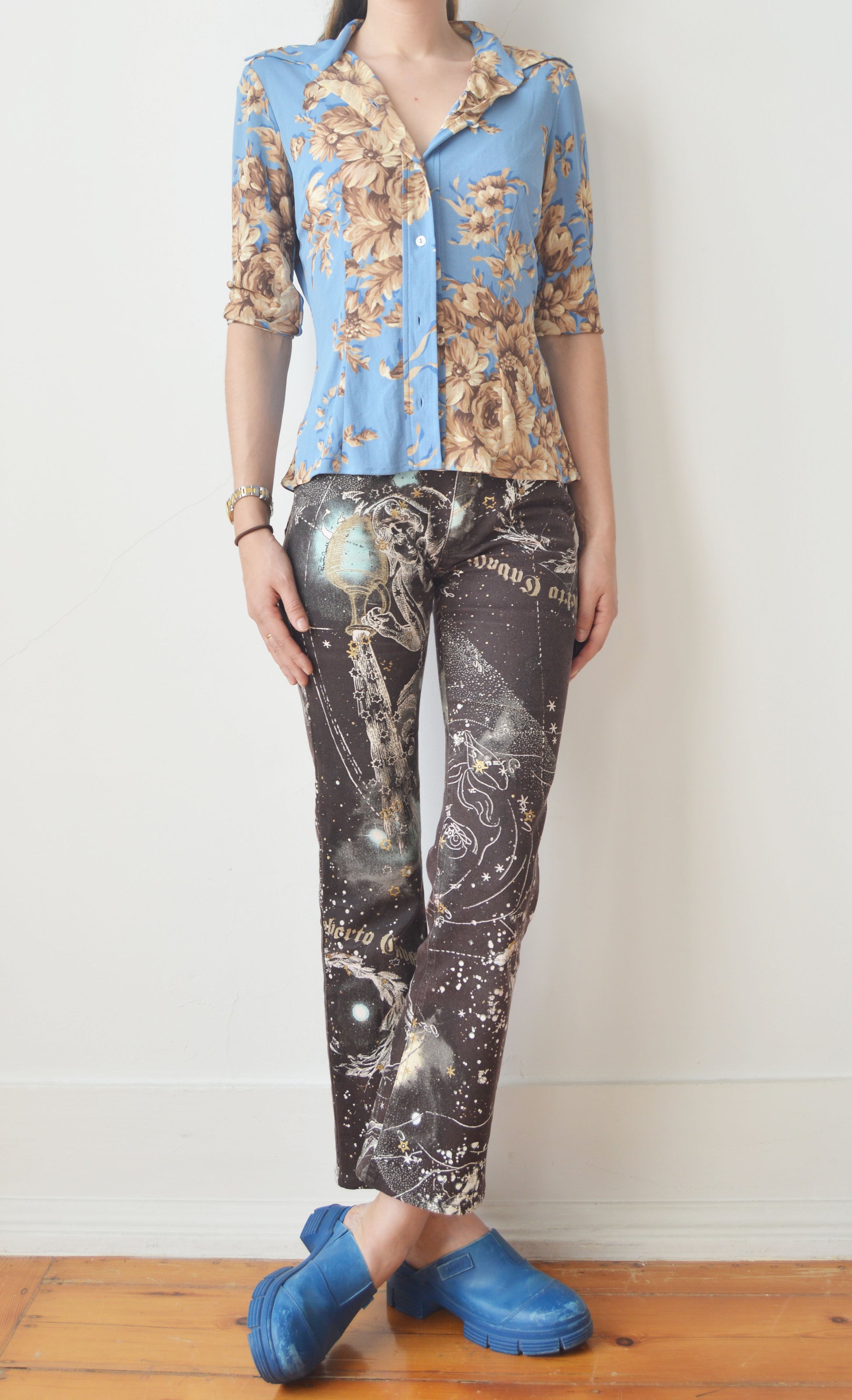 Vintage Dolce & Gabbana S/S 1997 Blue Floral Shirt