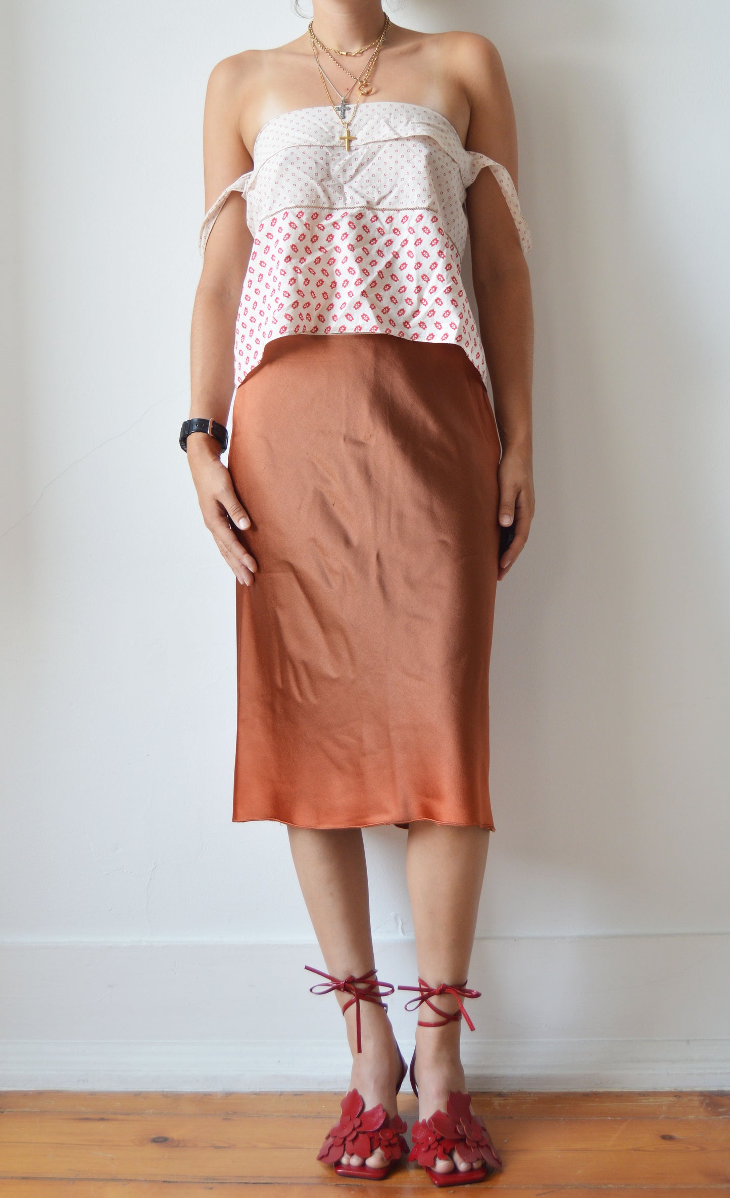 Donna Karan Burnt Orange Slip Skirt