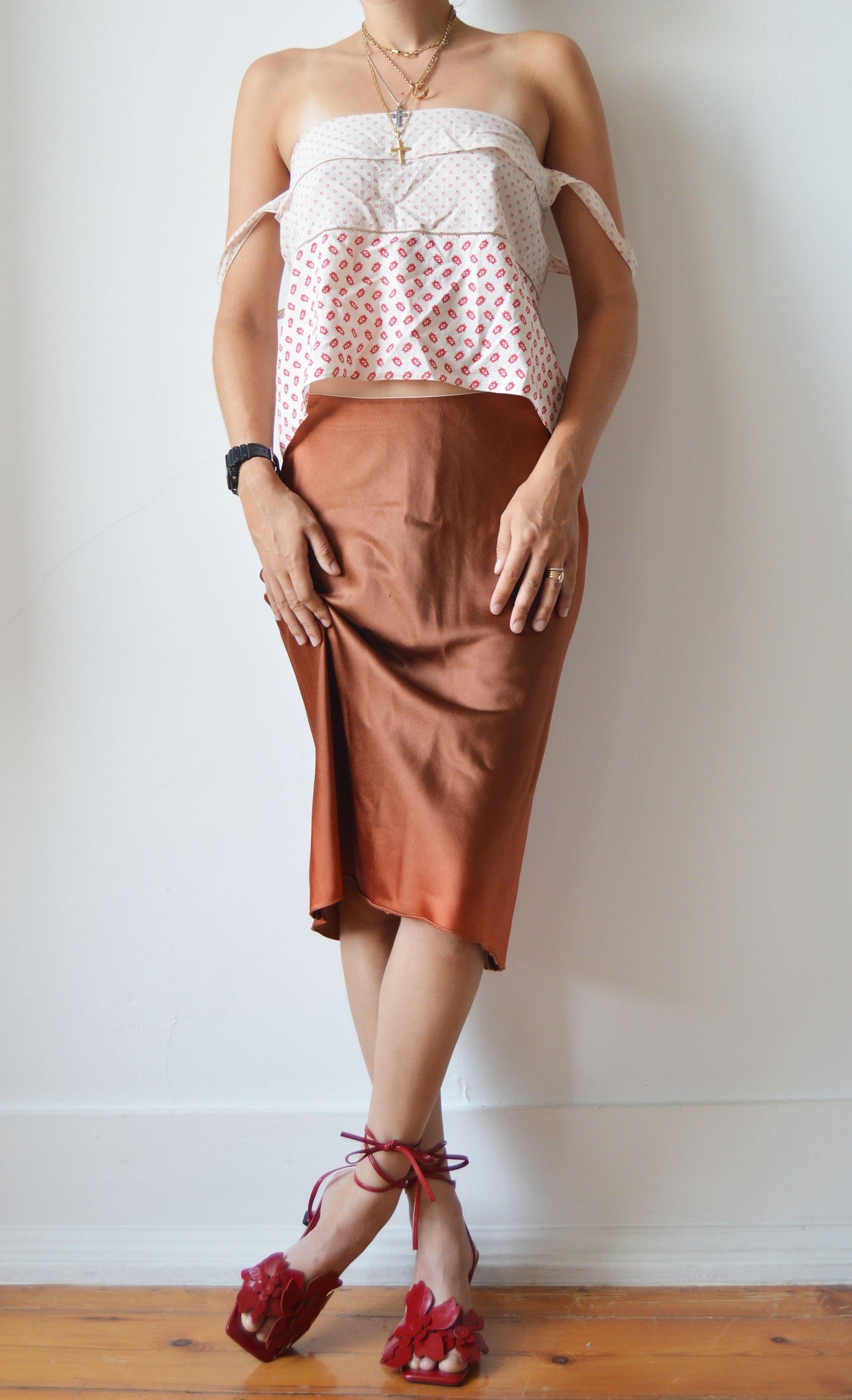 Donna Karan Burnt Orange Slip Skirt