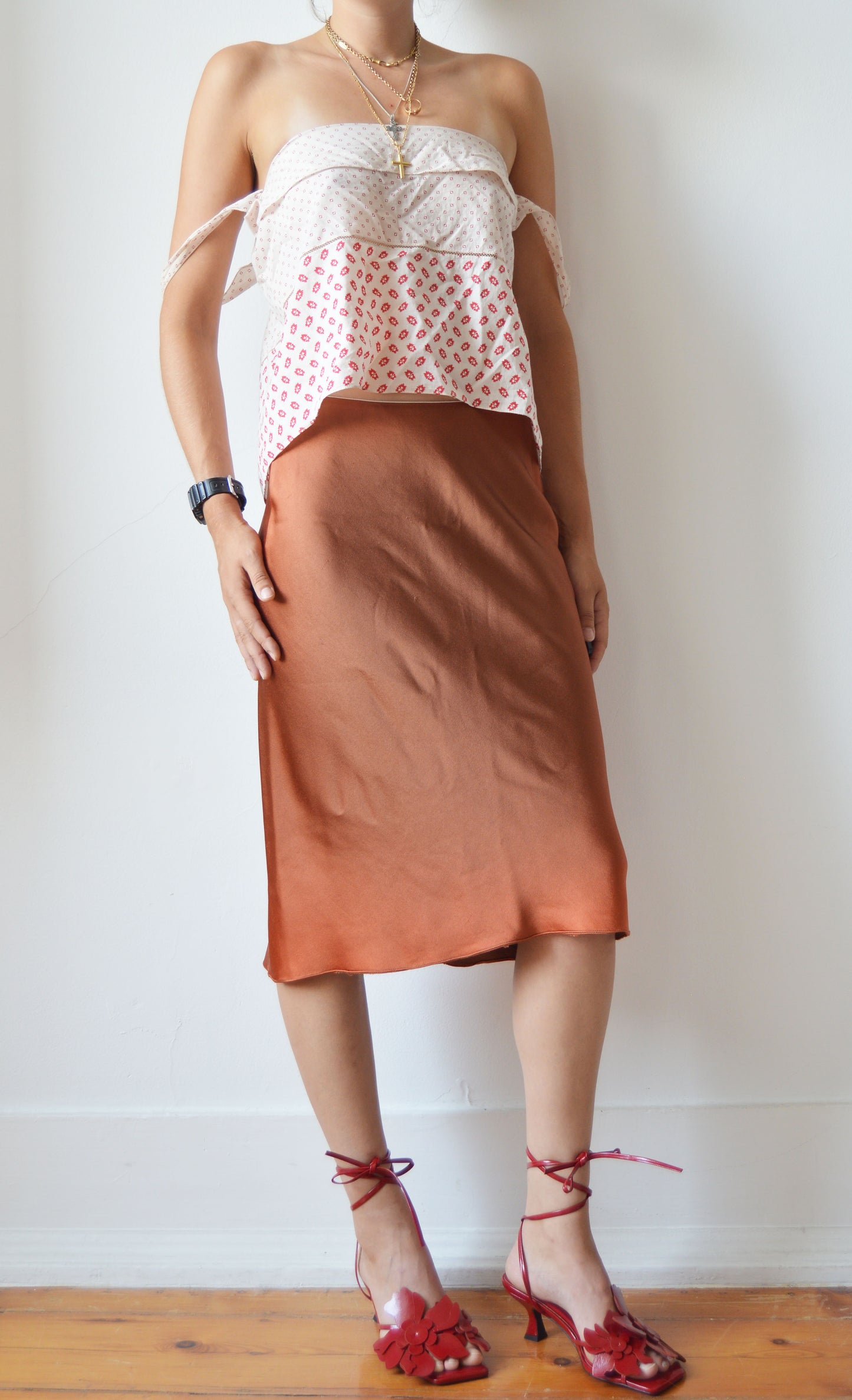 Donna Karan Burnt Orange Slip Skirt