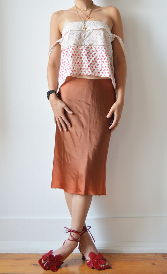 Donna Karan Burnt Orange Slip Skirt