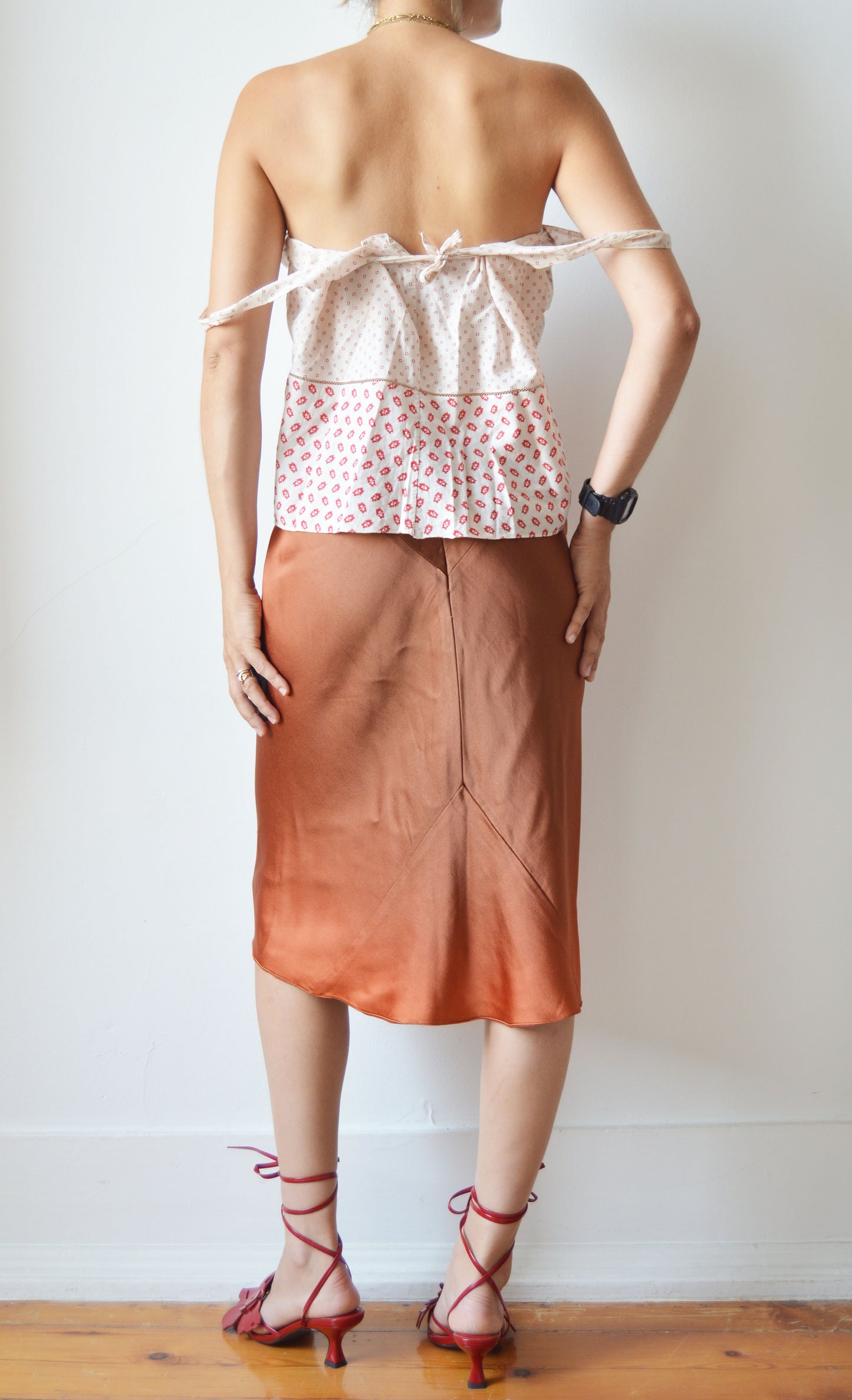 Donna Karan Burnt Orange Slip Skirt