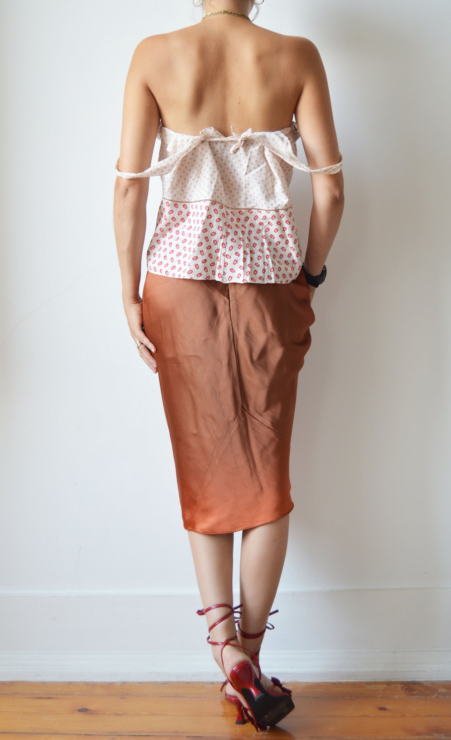 Donna Karan Burnt Orange Slip Skirt