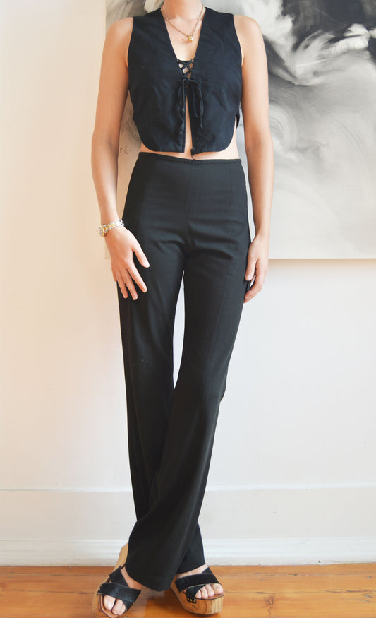 vintage Emporio Armani black lace up backless top 