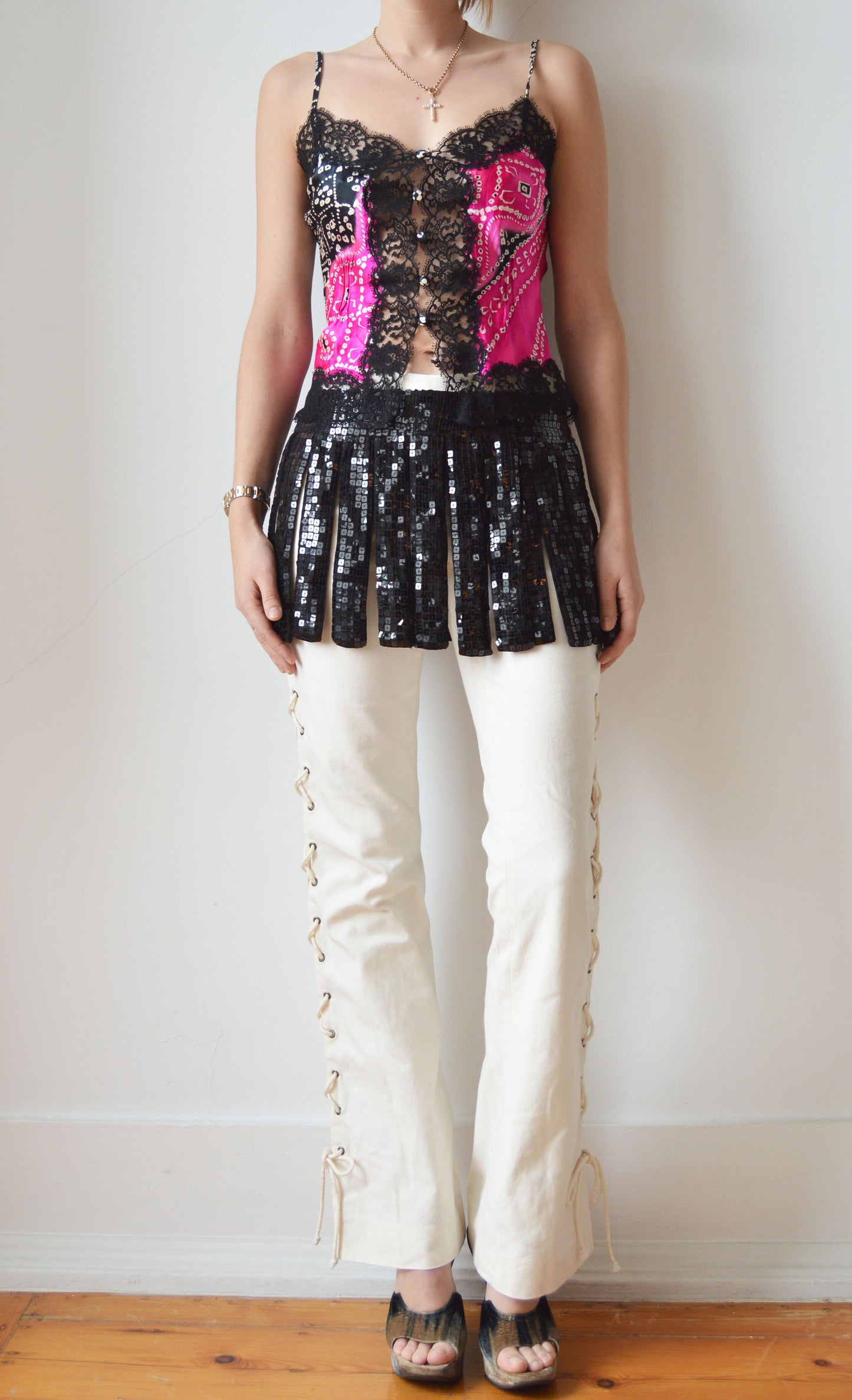 Vintage Emporio Armani Black Sequin Skirt Belt