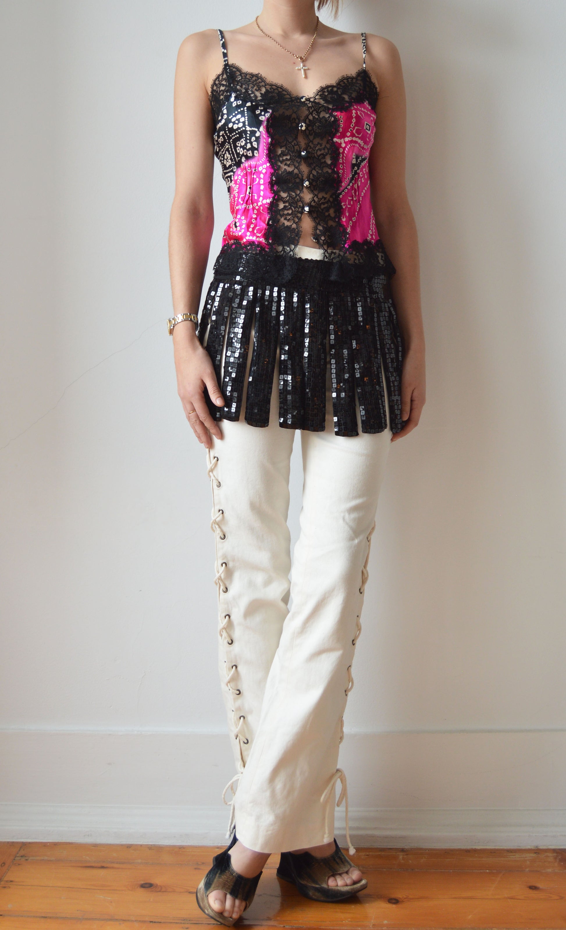 Vintage Emporio Armani Black Sequin Skirt Belt