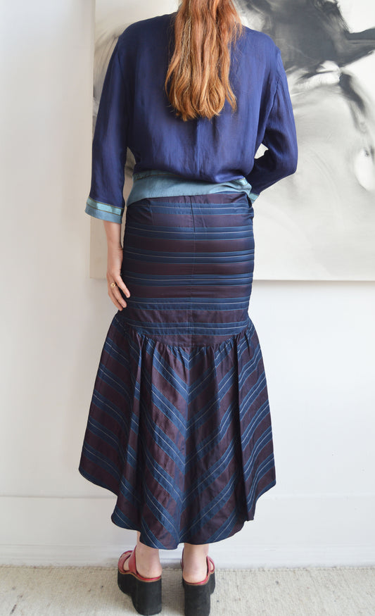 vintage emporio silk striped fishtail skirt