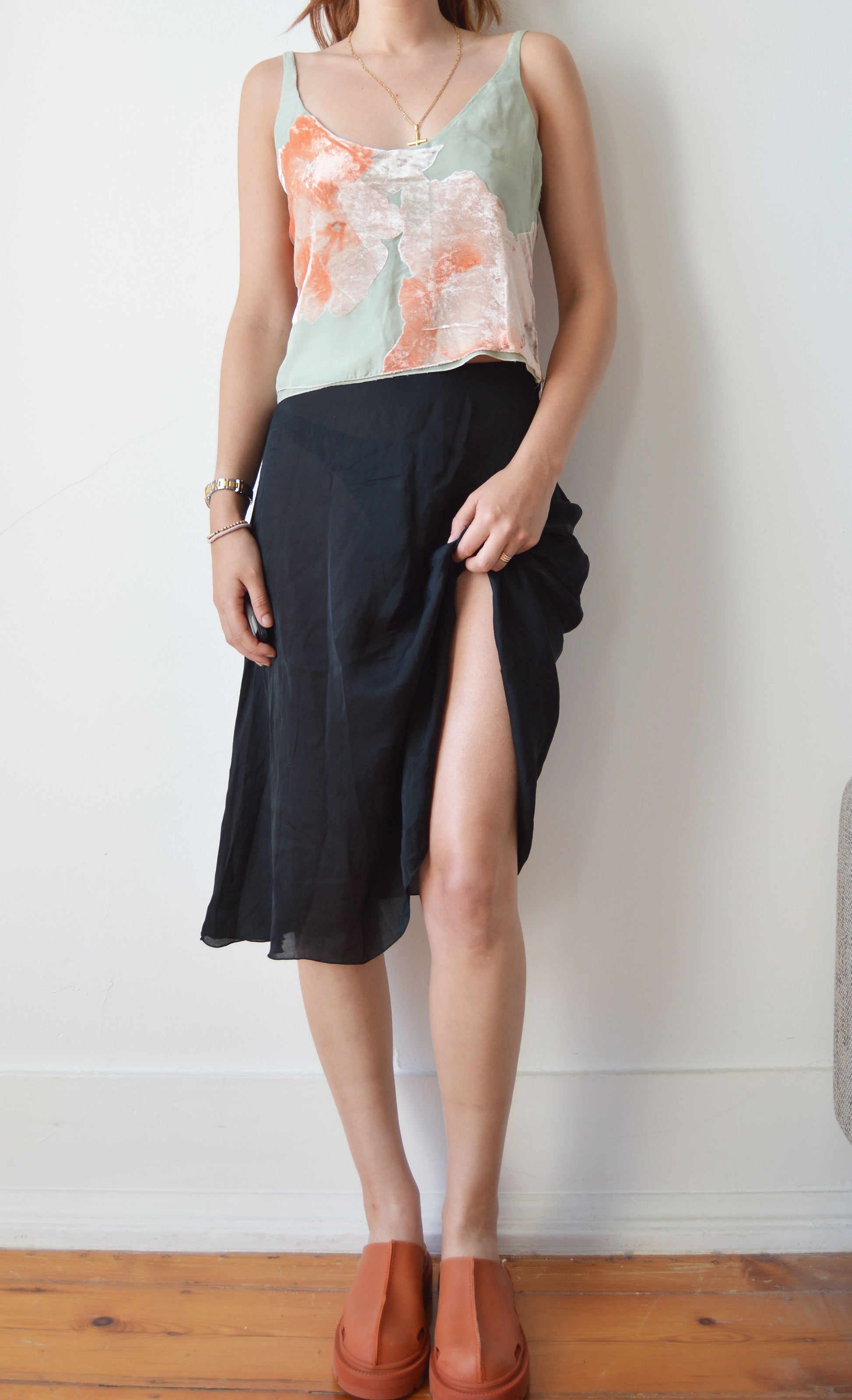 vintage Emporio Armani velvet floral silk top