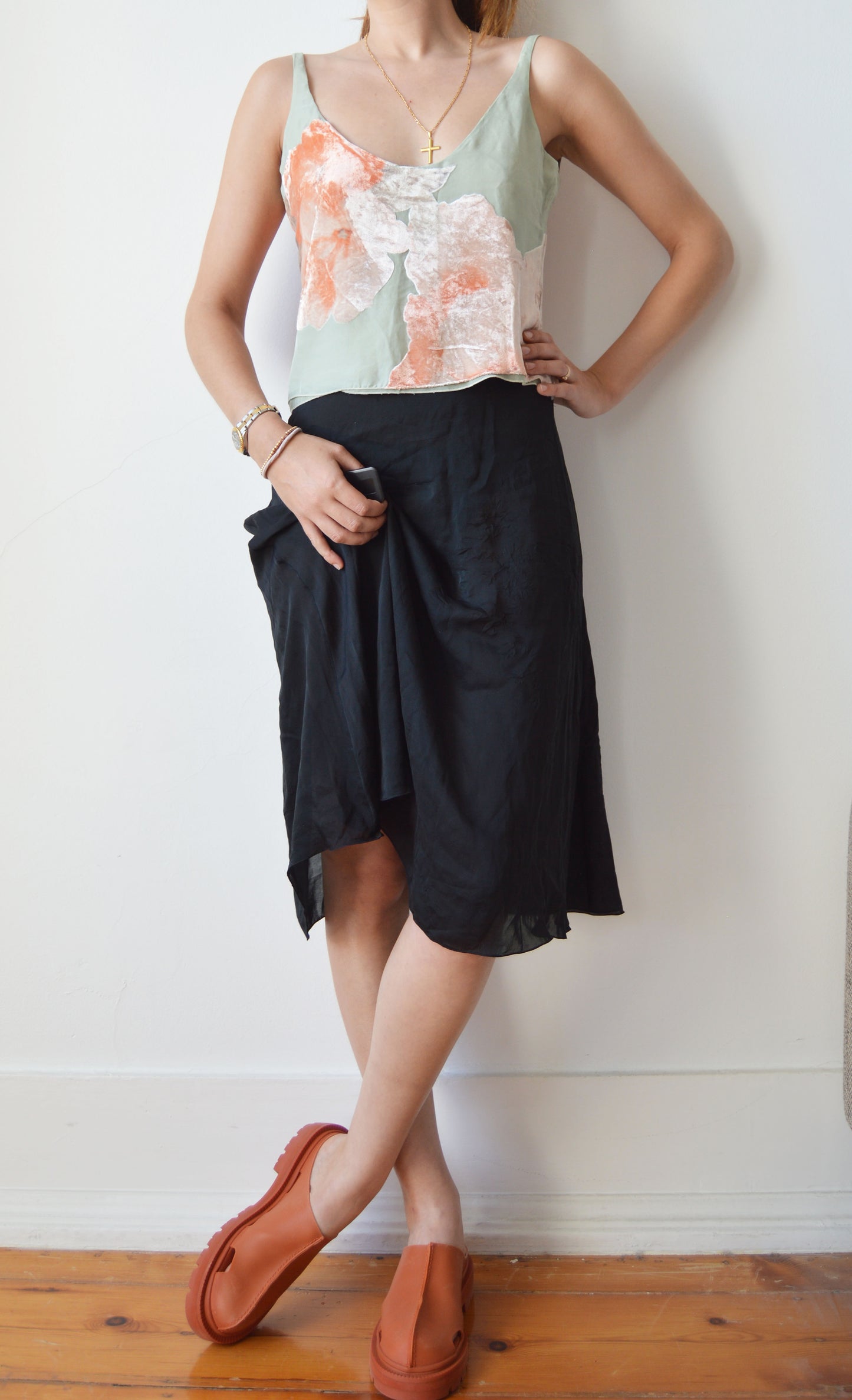 vintage Emporio Armani velvet floral silk top