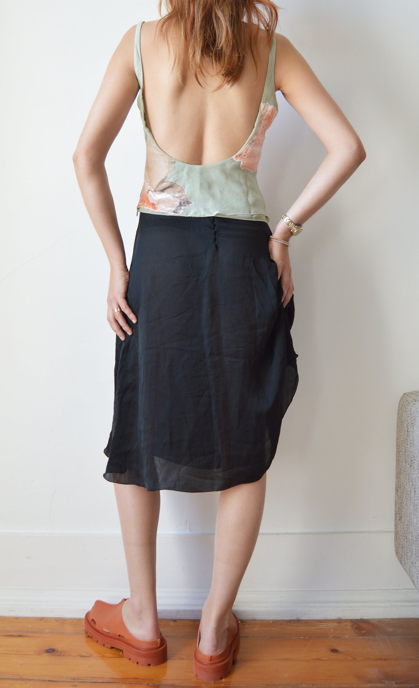 vintage Emporio Armani velvet floral silk top