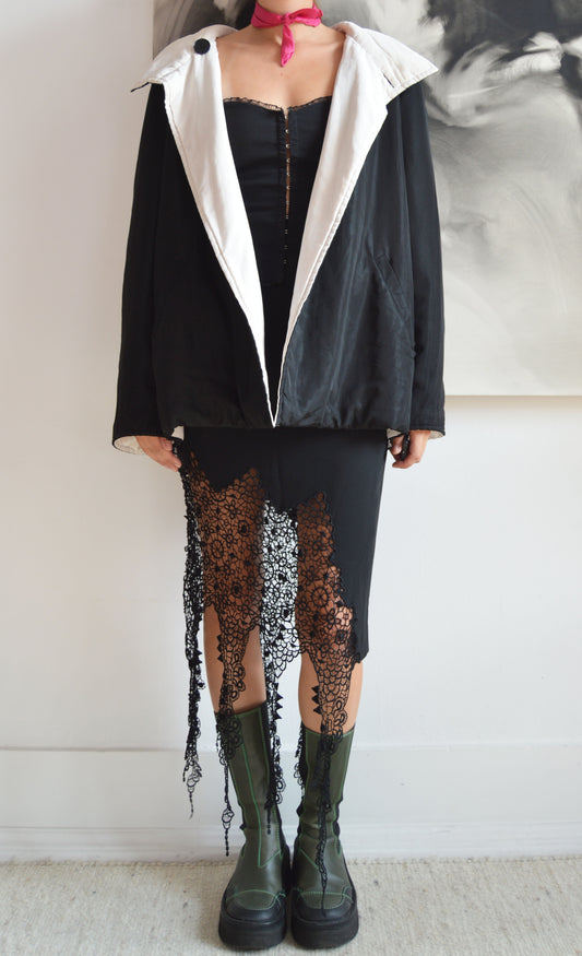 vintage gianfranco ferre forma black and white reversible coat