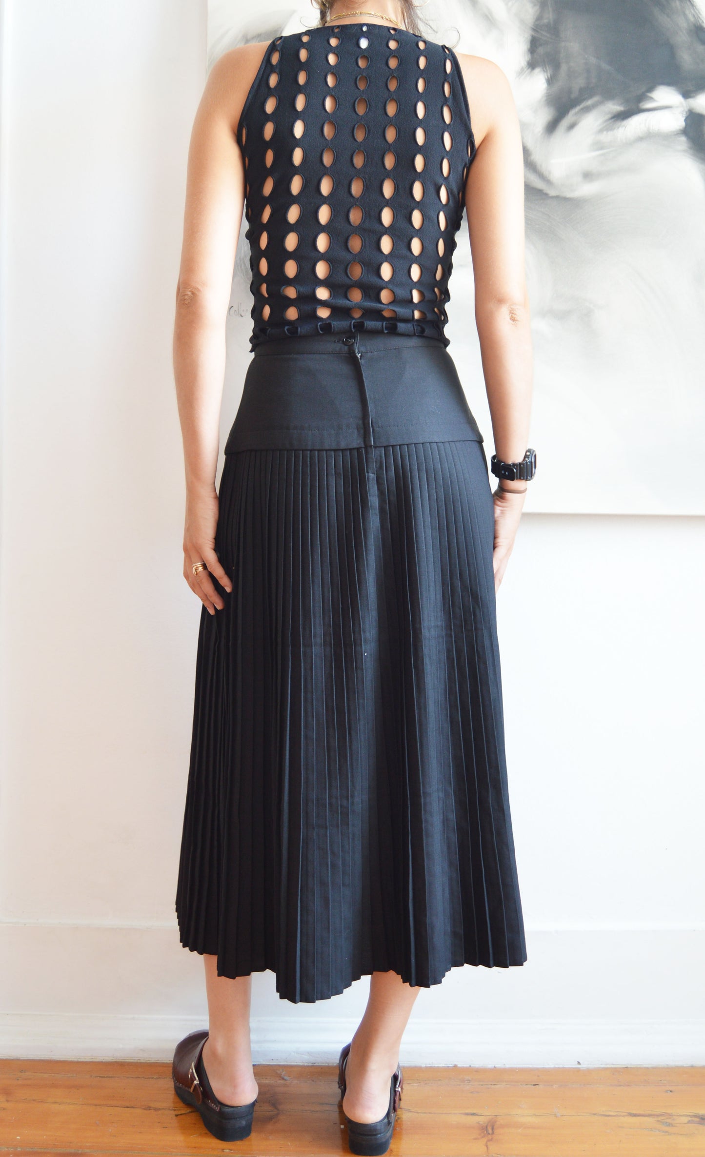 Vintage Gianni Versace S/S 2002 Black Perforated Top