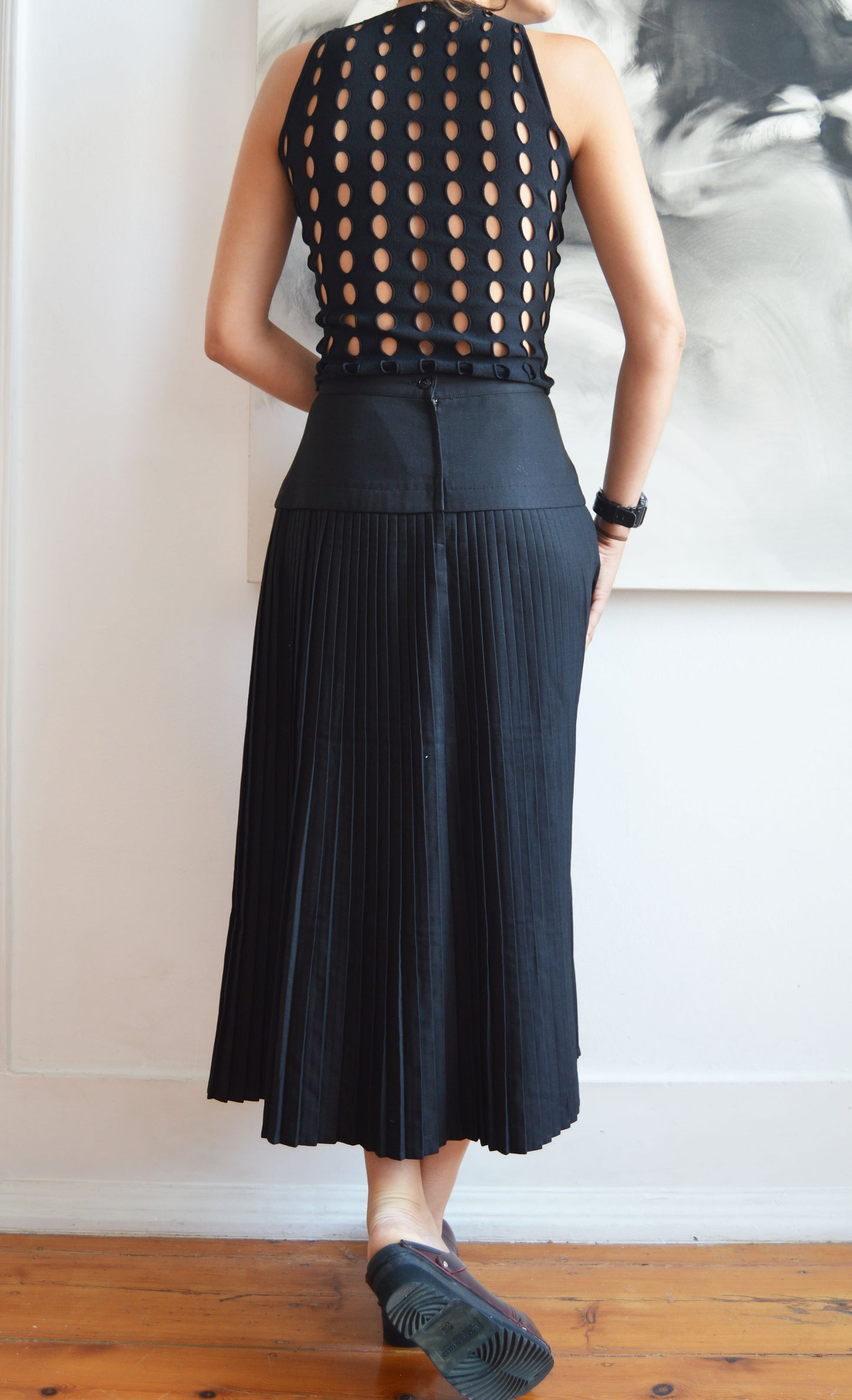Vintage Gianni Versace S/S 2002 Black Perforated Top