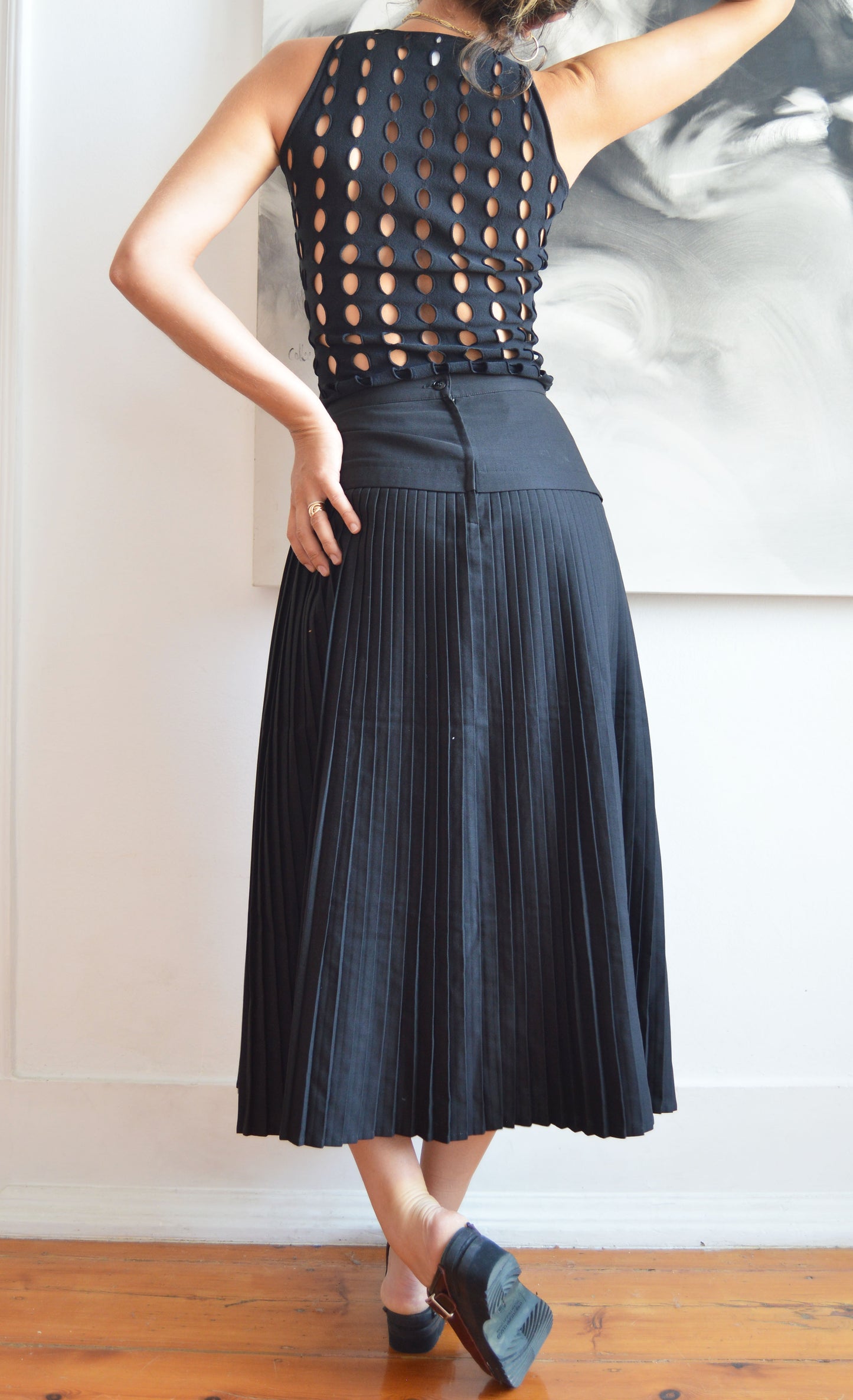 Vintage Gianni Versace S/S 2002 Black Perforated Top