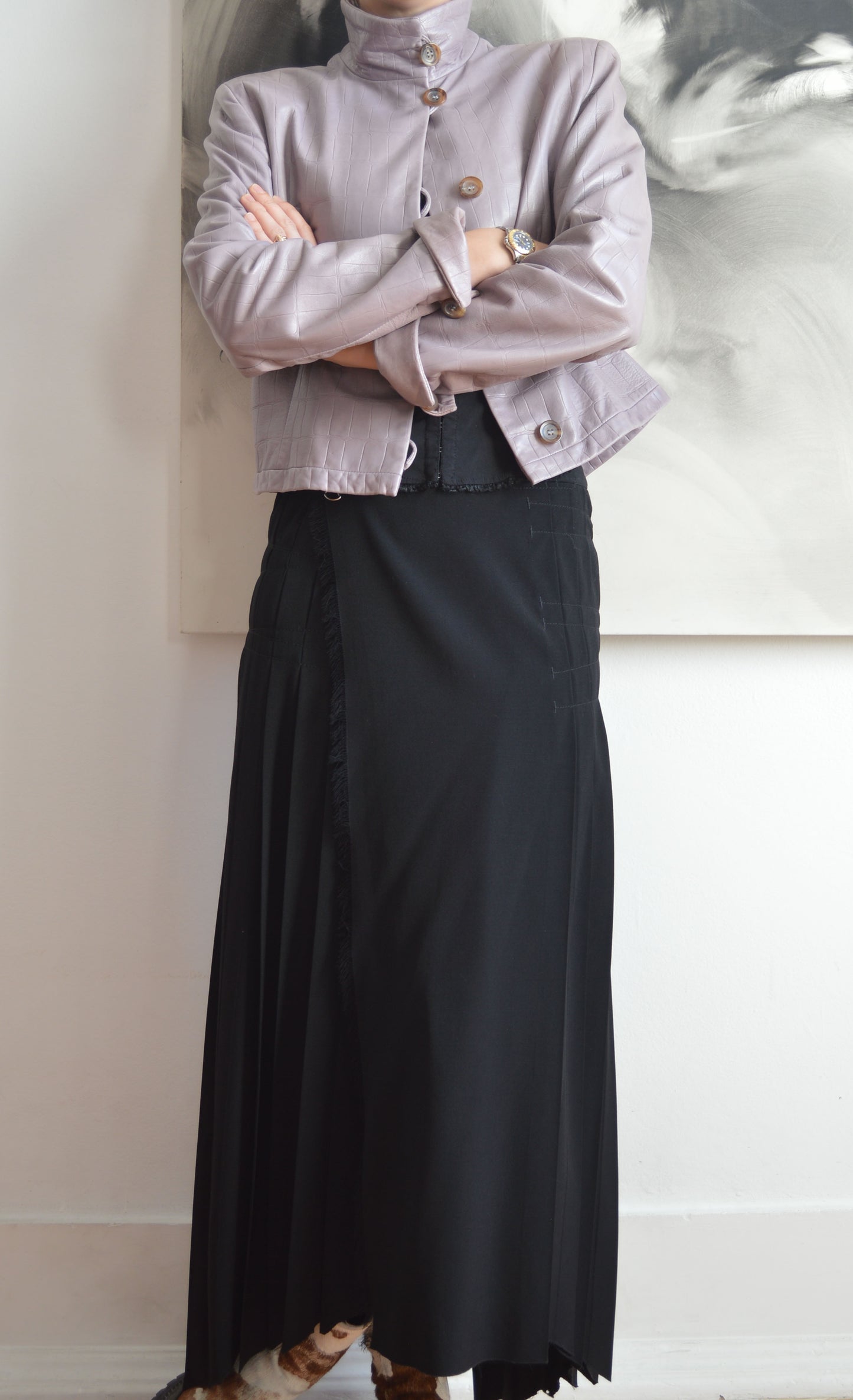 Vintage Giorgio Armani F/W 2000 Purple Leather Jacket