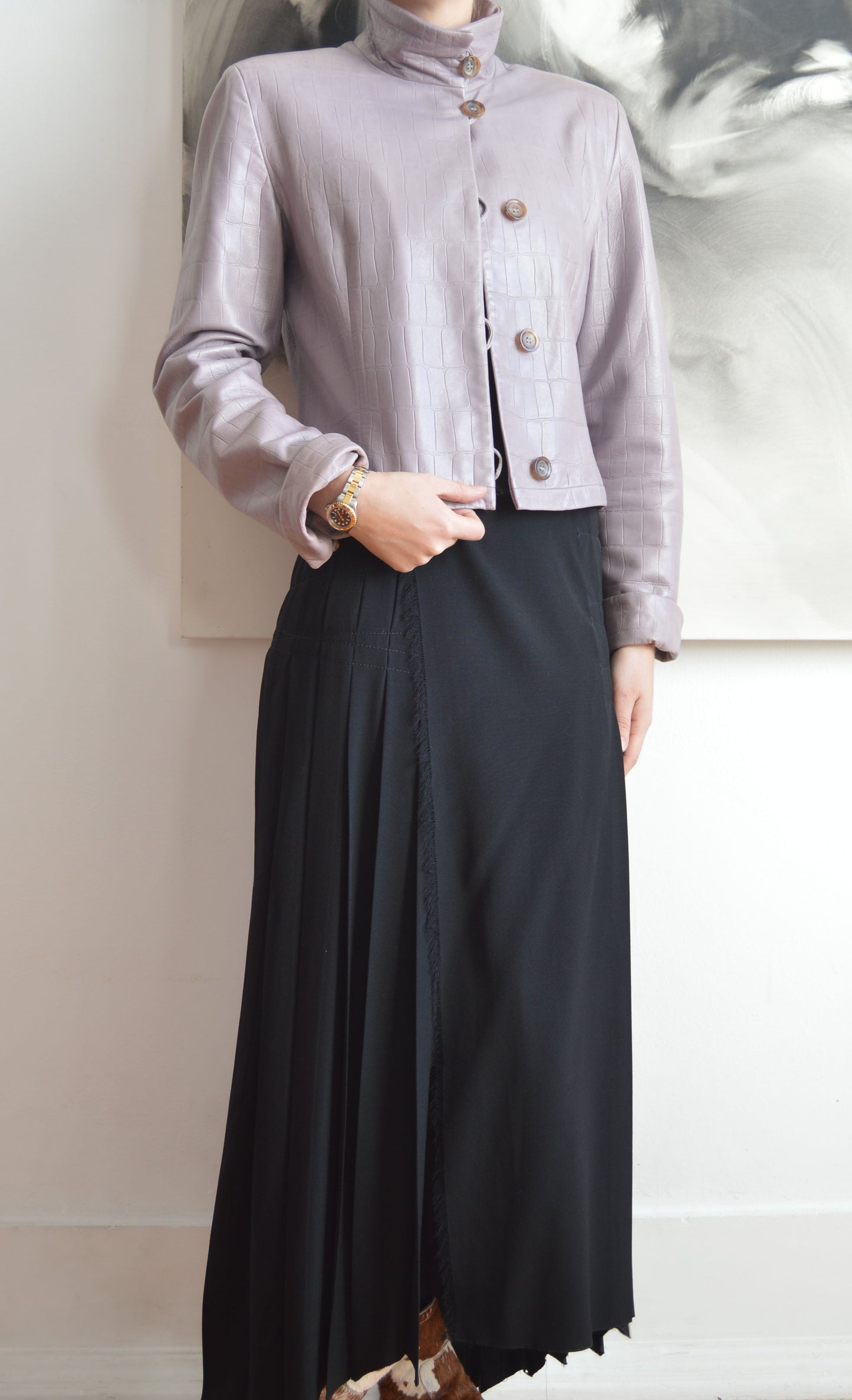 Vintage Giorgio Armani F/W 2000 Purple Leather Jacket