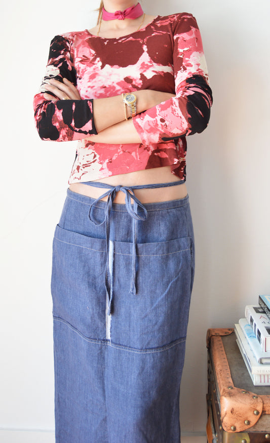 vintage iceberg pink abstract floral long sleeve top