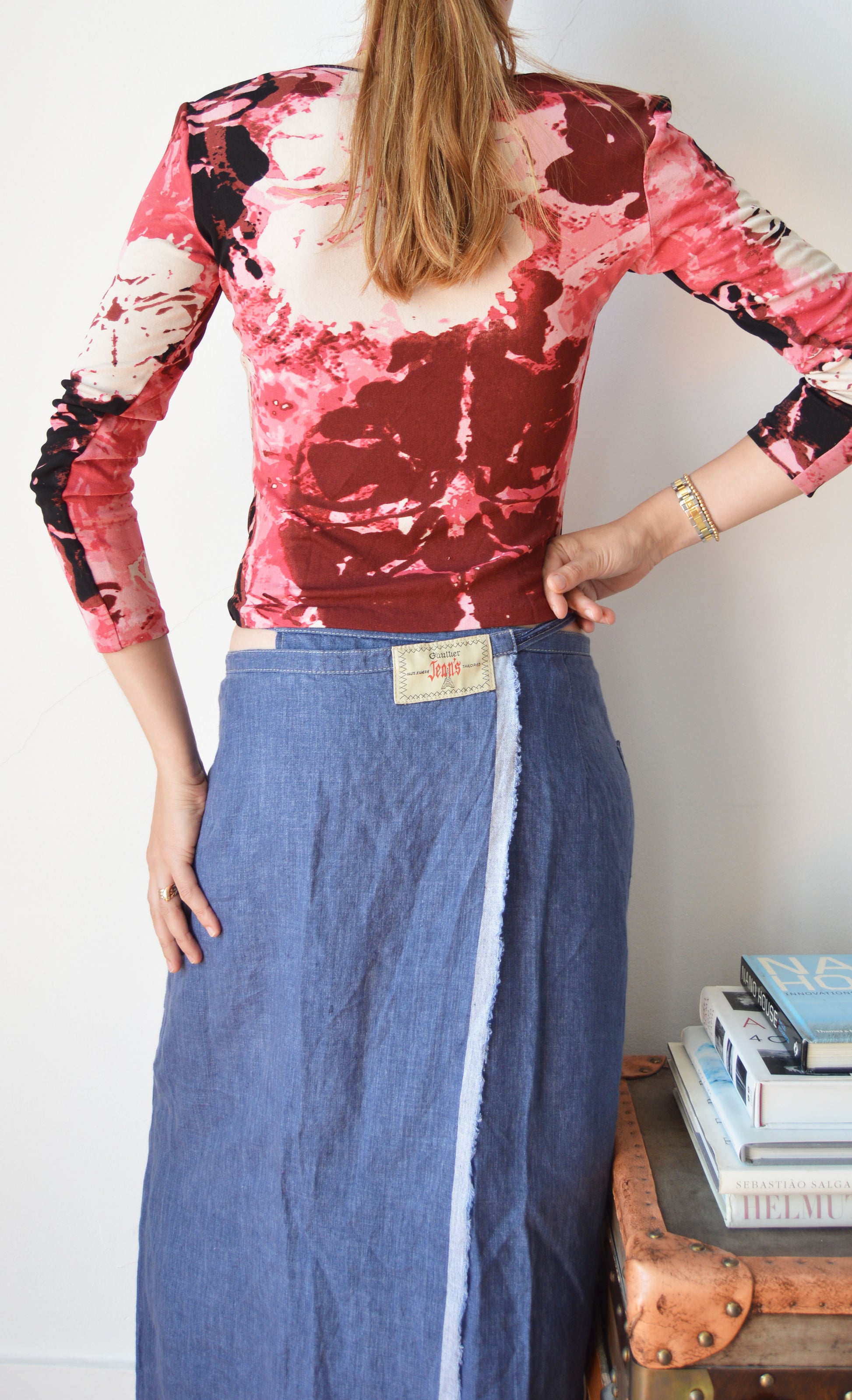 vintage iceberg pink abstract floral long sleeve top