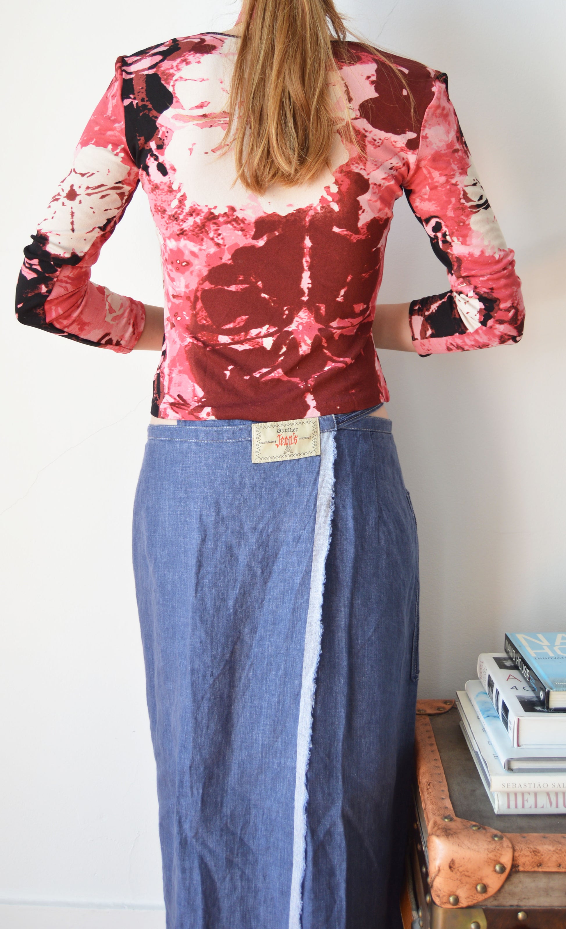vintage iceberg pink abstract floral long sleeve top