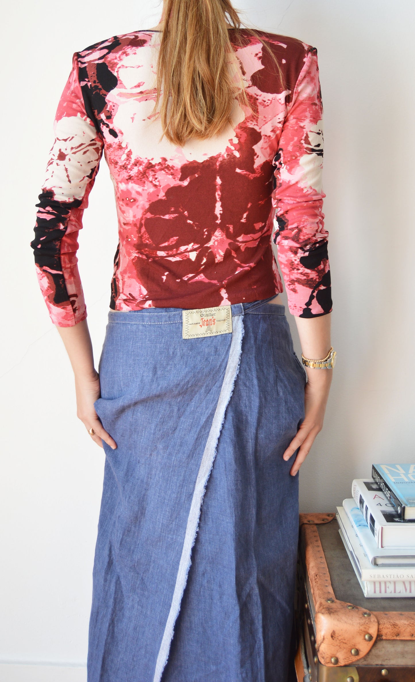 vintage iceberg pink abstract floral long sleeve top