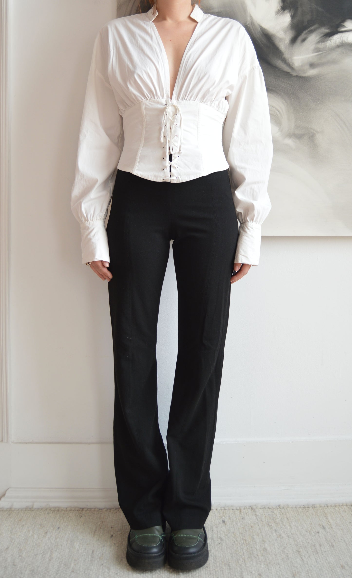 vintage iceberg ss 2003 white corset shirt