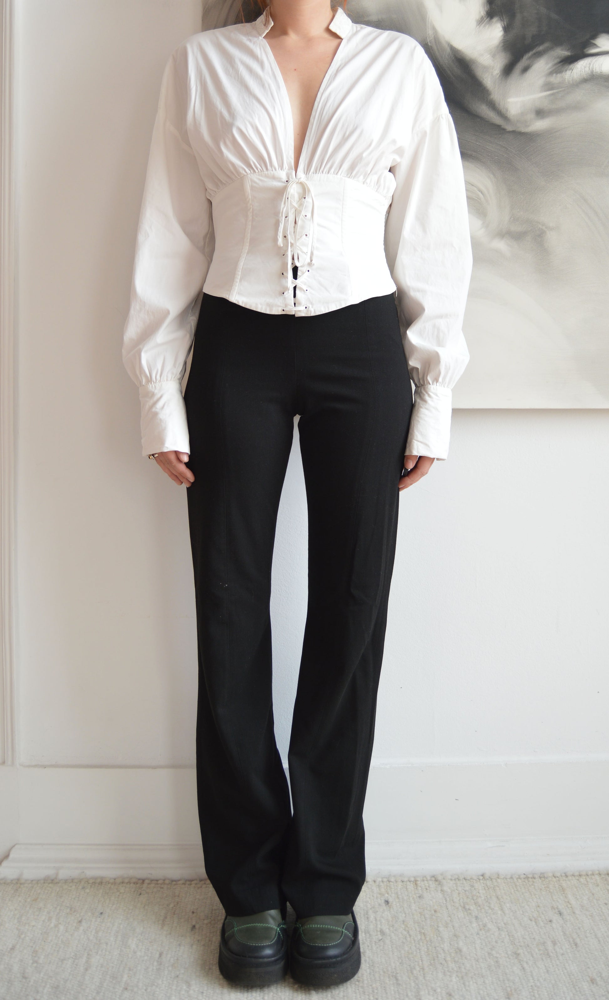 vintage iceberg ss 2003 white corset shirt
