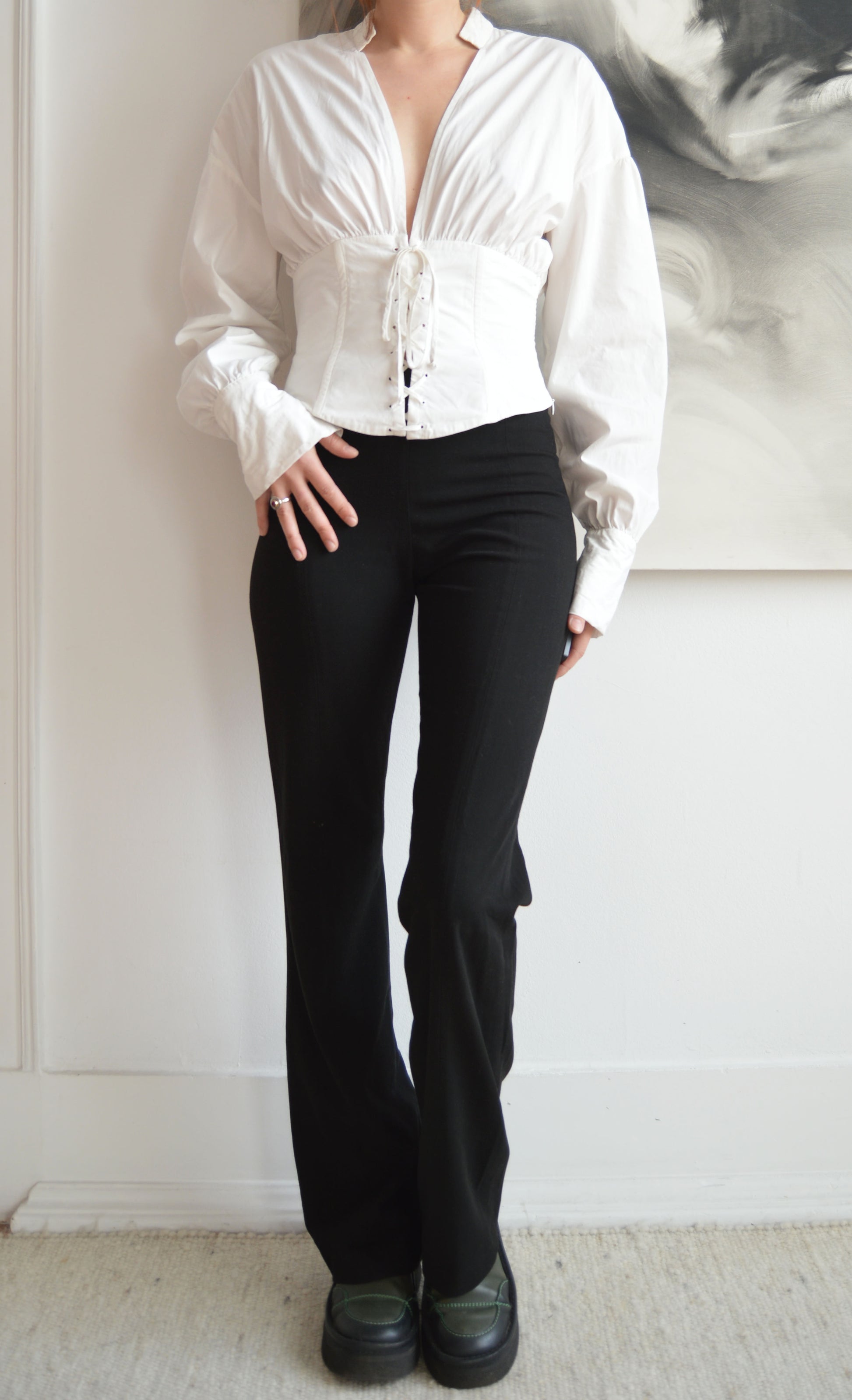 vintage iceberg ss 2003 white corset shirt