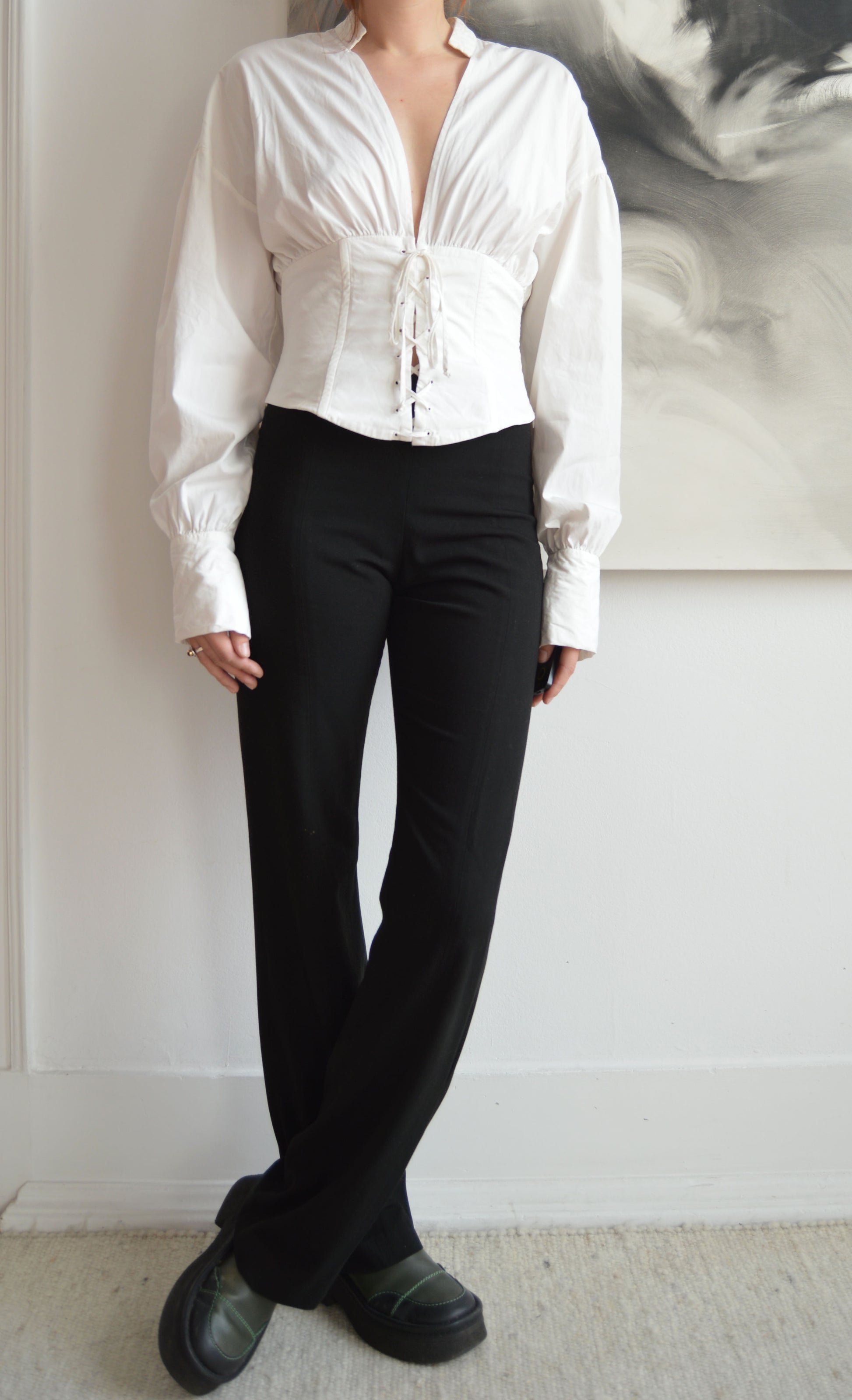 vintage iceberg ss 2003 white corset shirt