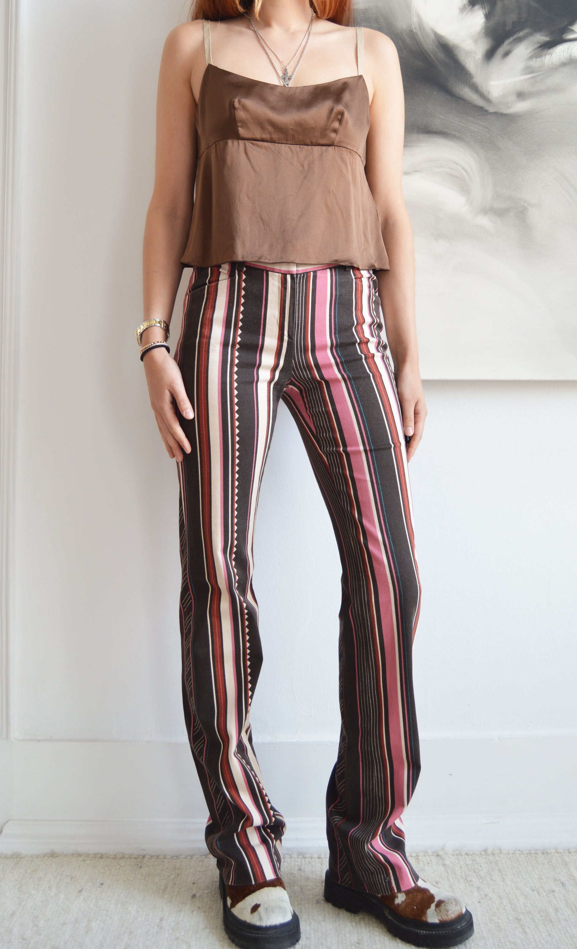 vintage iceberg striped cotton trousers