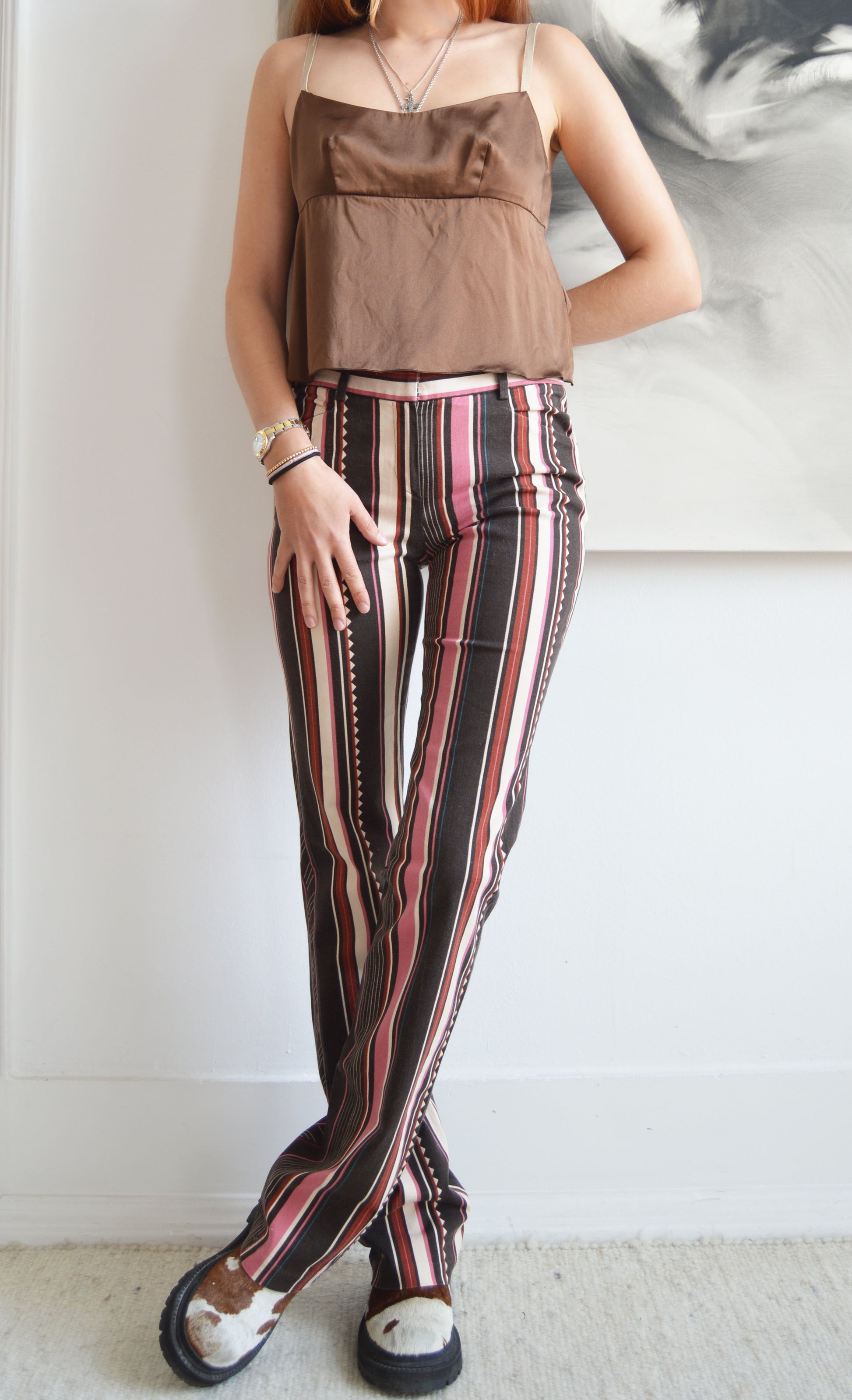vintage iceberg striped cotton trousers