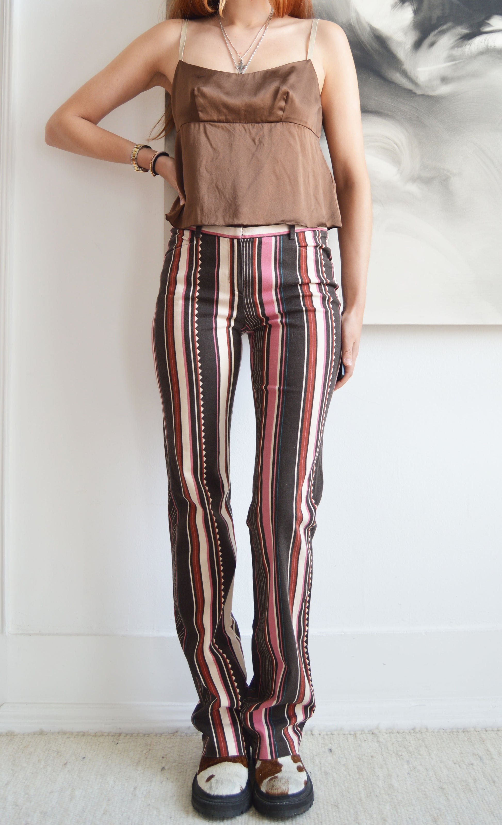 vintage iceberg striped cotton trousers