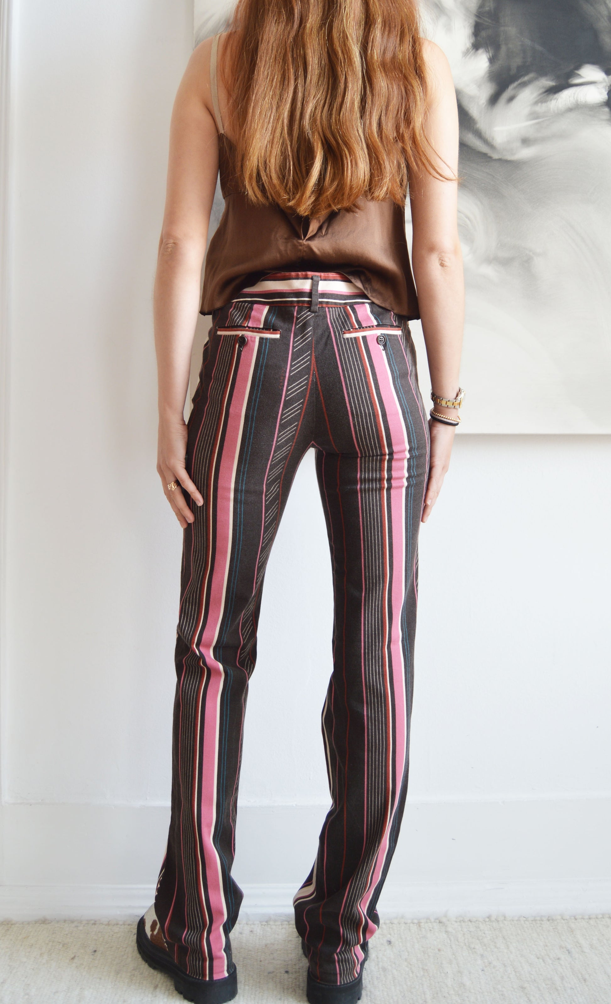 vintage iceberg striped cotton trousers