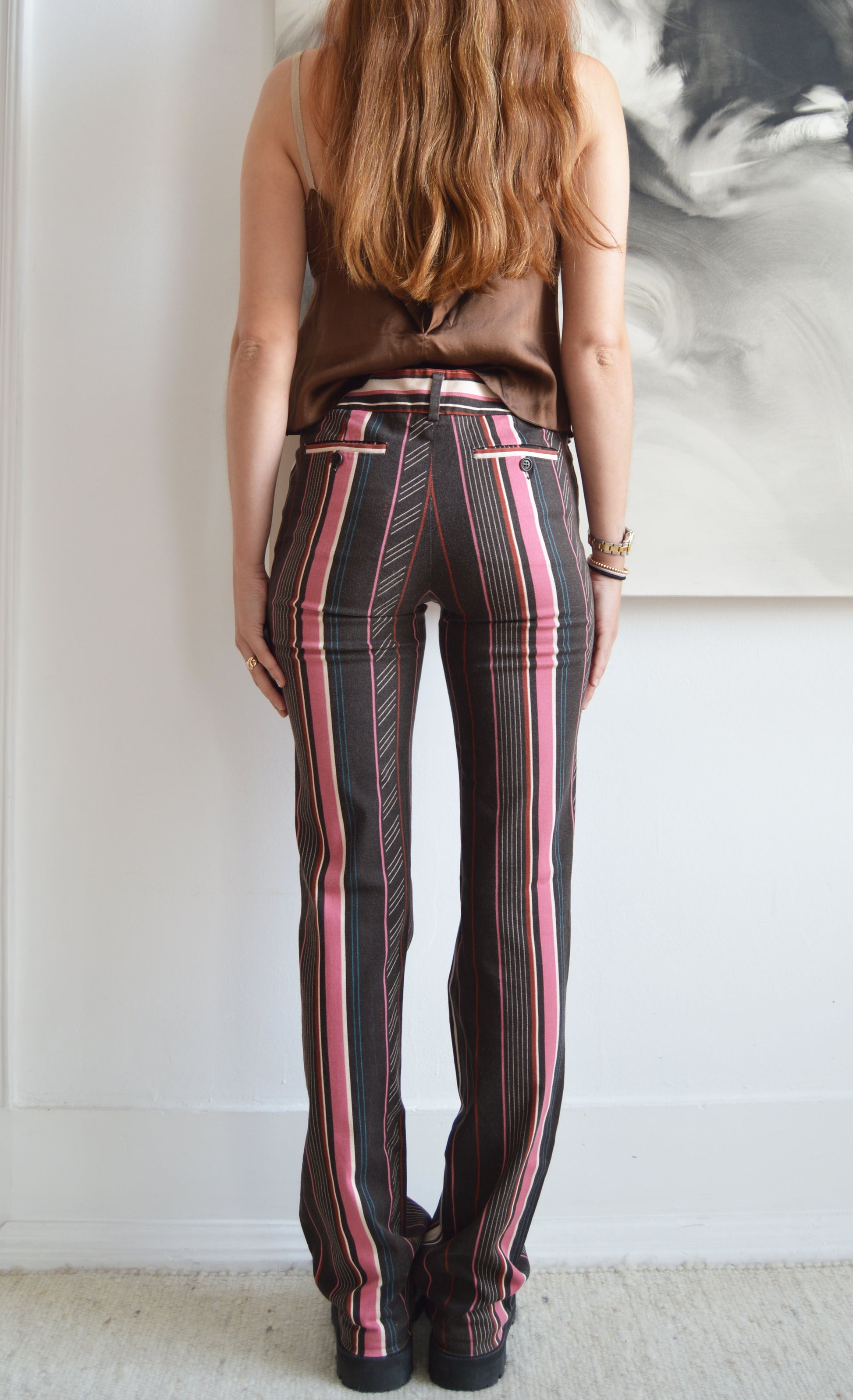 vintage iceberg striped cotton trousers