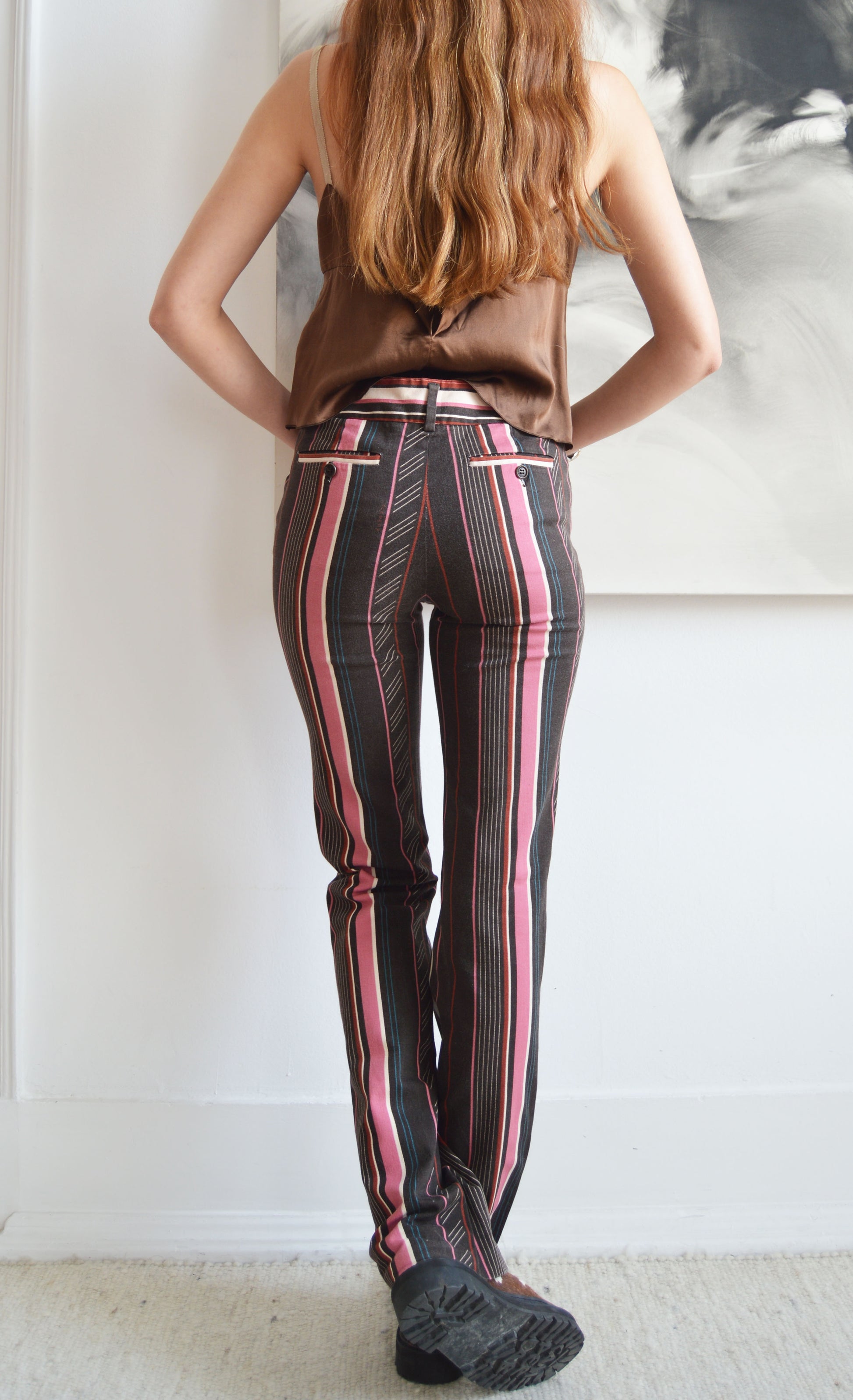 vintage iceberg striped cotton trousers
