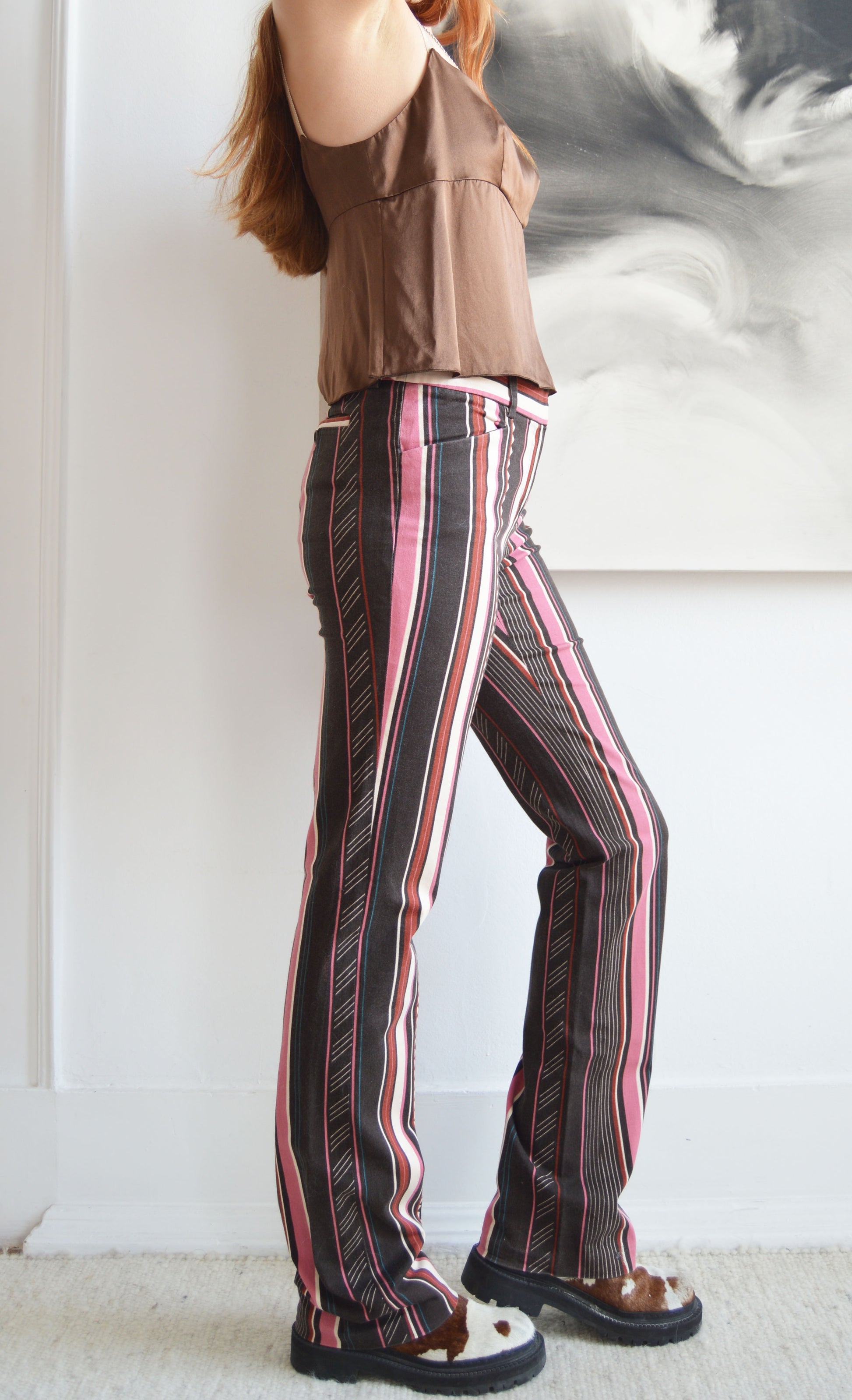 vintage iceberg striped cotton trousers